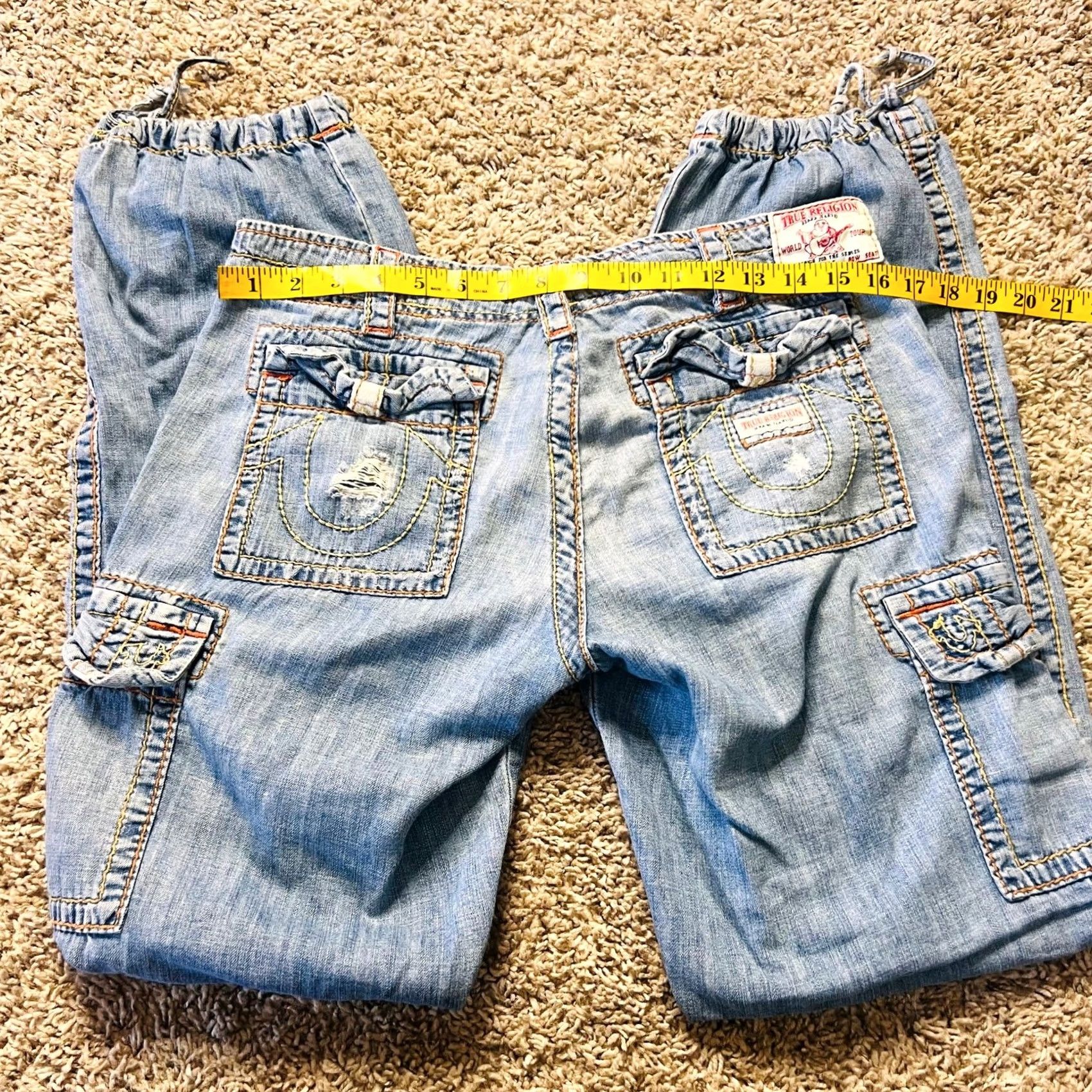 True Religion VINTAGE True-Religion Joey Big-T Low-Rise Cargo Denim Women Jeans 29x39 Size 29" - 3 Thumbnail