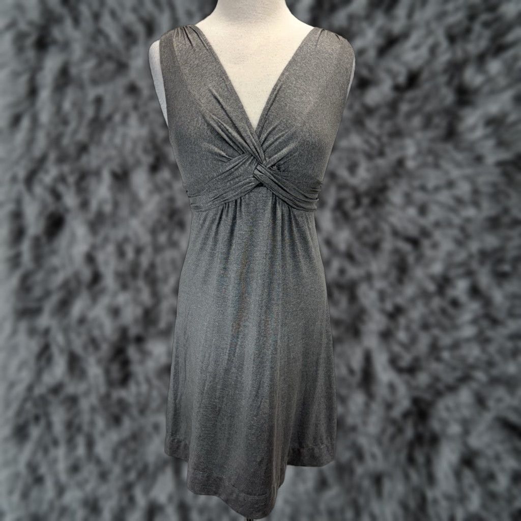 Vintage Soma Twist Front Dress XS Xsmall Grey Short Sleeveless Jersey Stretch Comfort - A-Line, V-Neck, Pullover, Solid, Casual, Travel, Jersey Size XS / US 0-2 / IT 36-38 - 1 Thumbnail