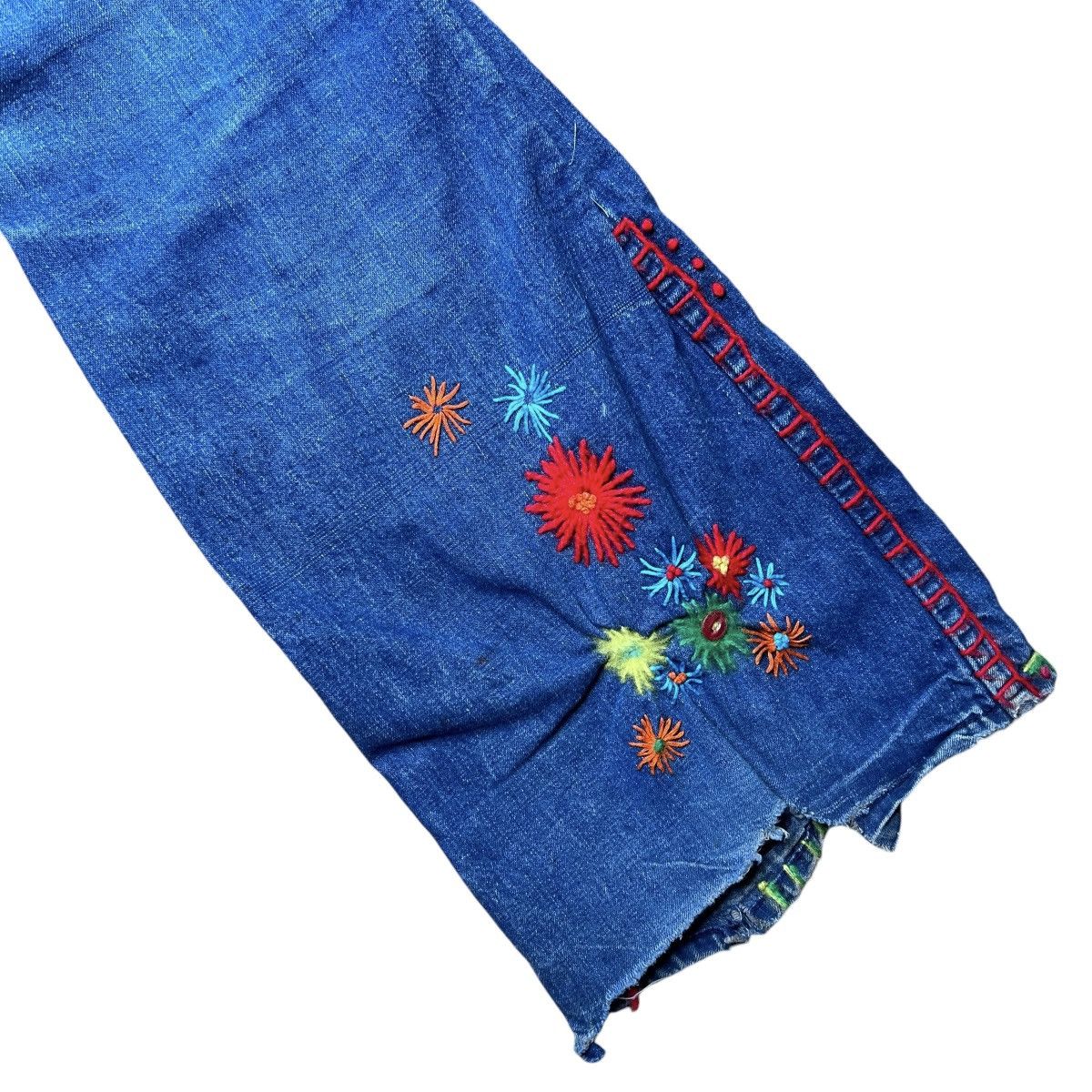Vintage Vintage 1970s Denim Custom Hippie Bellbottom Flare Jeans Size 31" - 13 Thumbnail