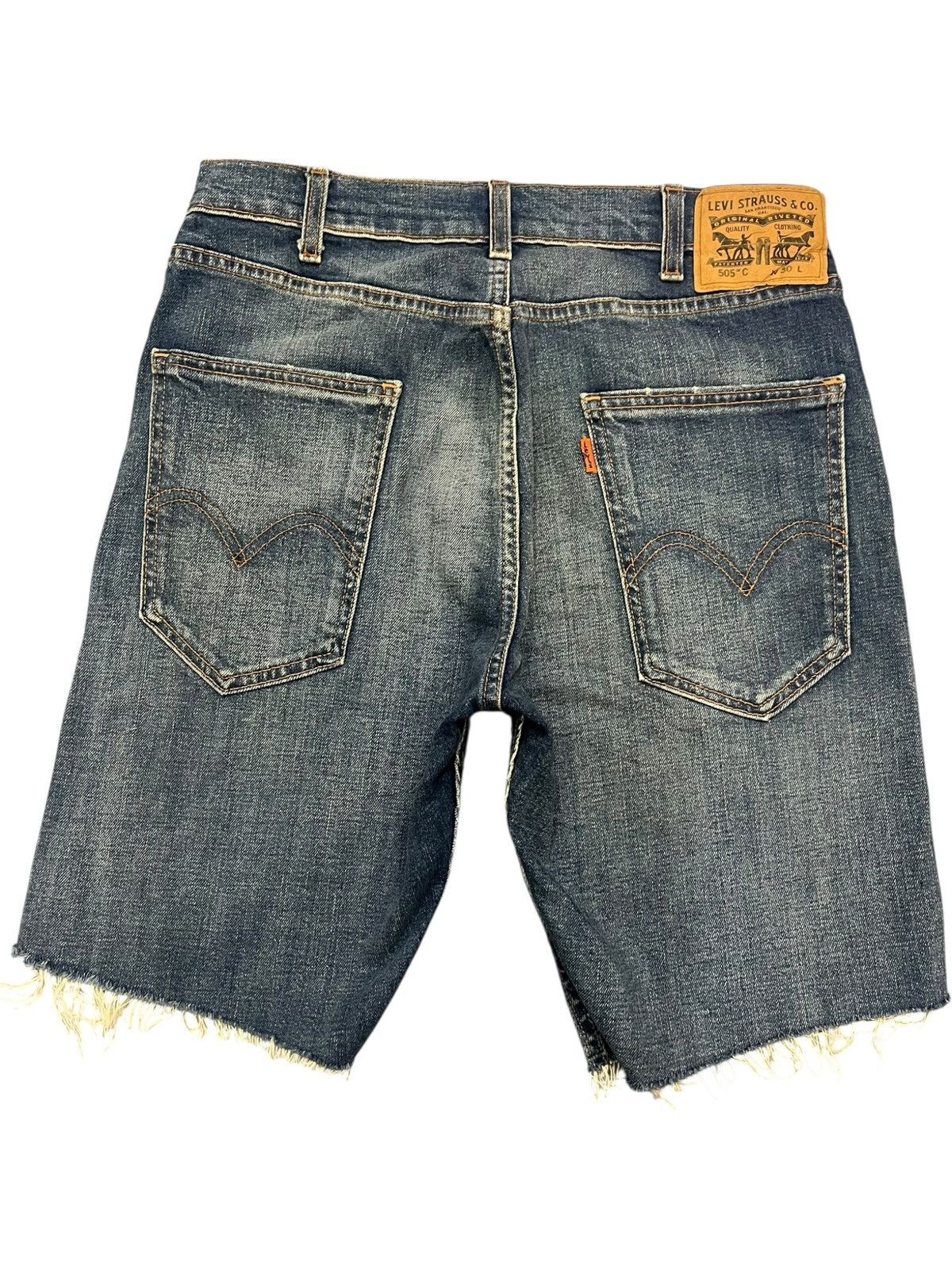 Levi's Vintage Y2K Levis 505 C Orange Tab Distress Jean Shorts Size 31" - 2 Thumbnail