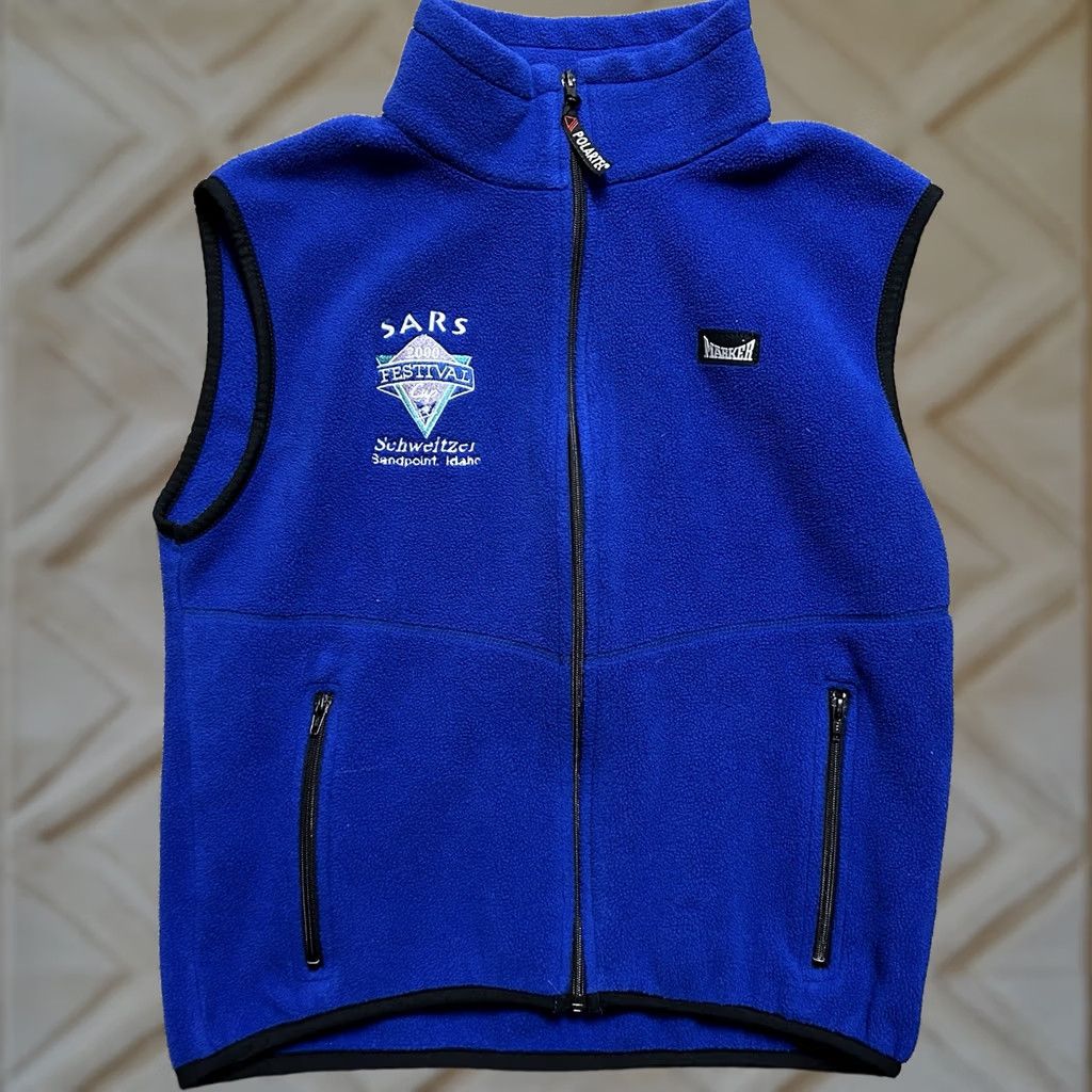 Vintage VINTAGE Marker Ski Vest Men’s M Blue 2000 Festival All Seasons Full Zip Mid-Length Size US M / EU 48-50 / 2 - 1 Thumbnail