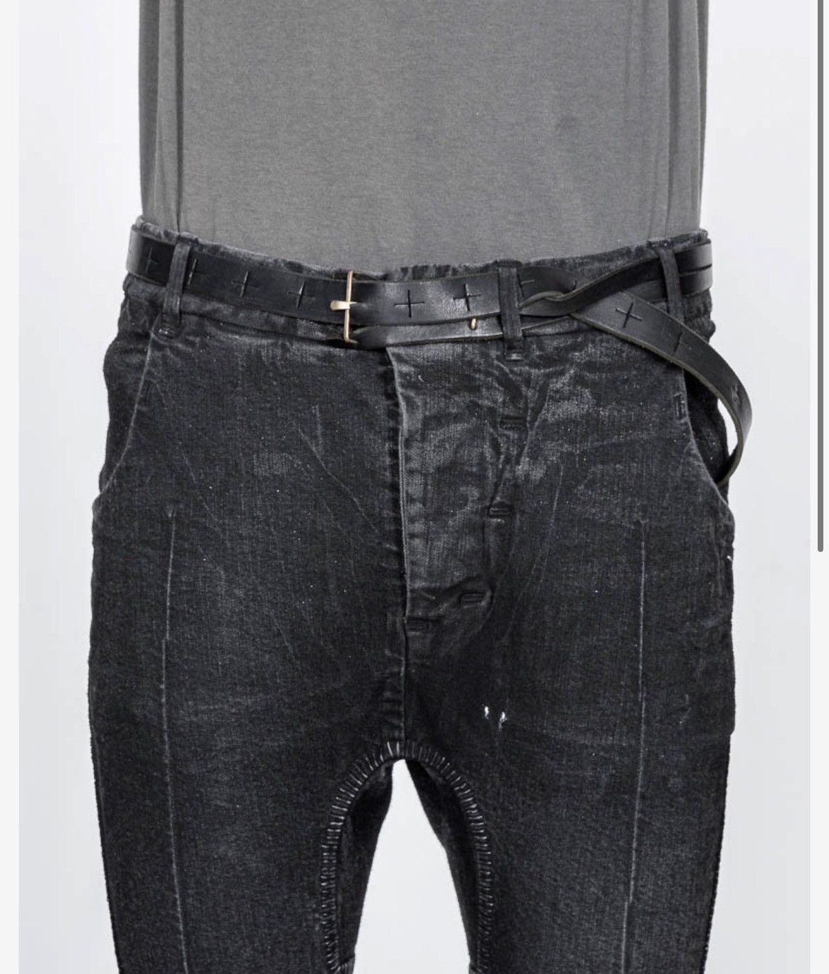Ma+ M.A+ “Y” Buckle Black Cow Leather Belt Size ONE SIZE - 7 Thumbnail