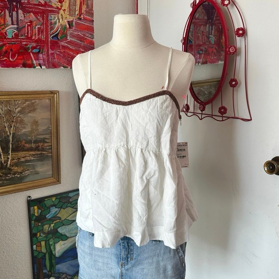 Other treasure&bond white beaded tank top Size S / US 4 / IT 40 - 1 Thumbnail