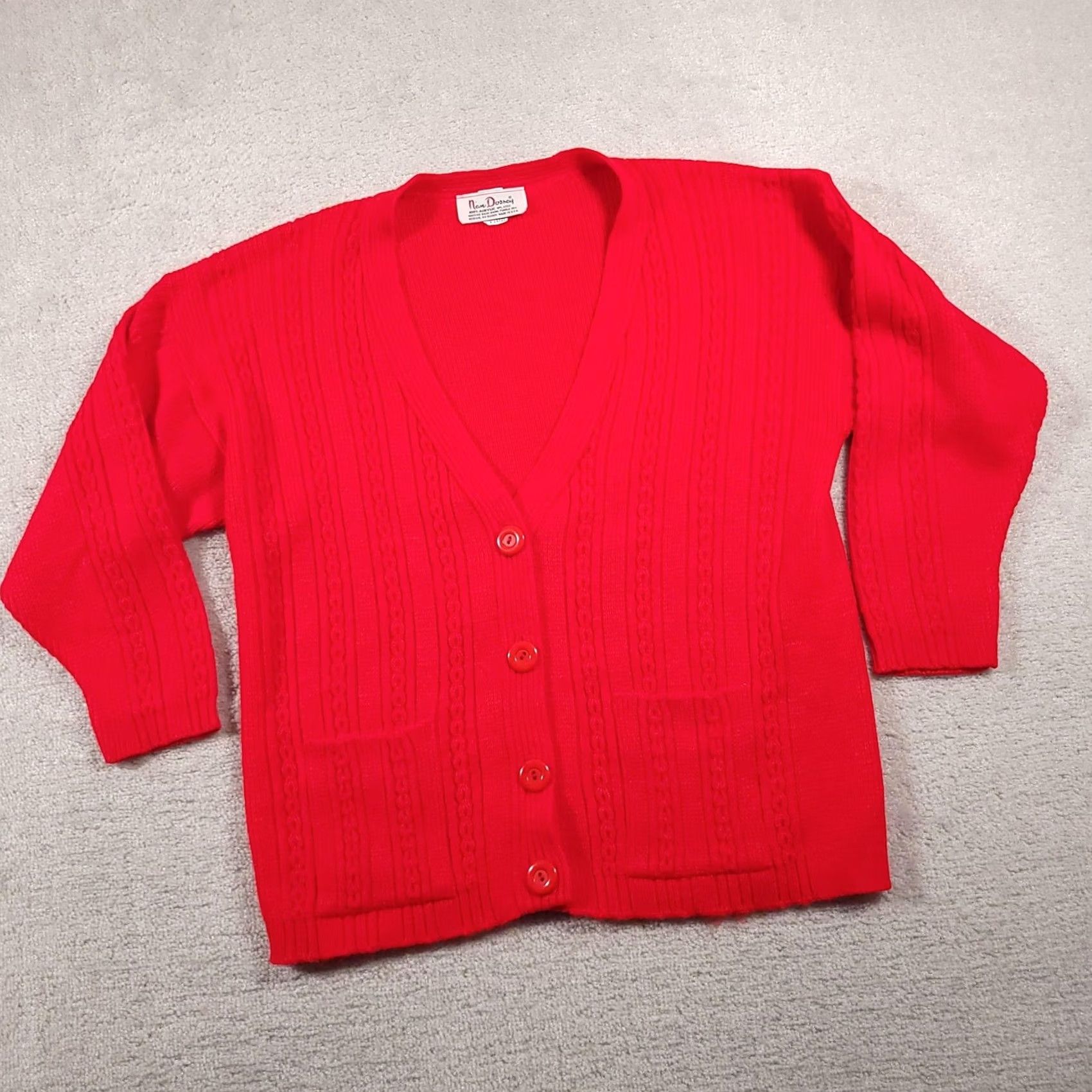 Vintage VINTAGE Nan Dorsey Sweater Cardigan Women's XL Red Knit Pockets USA 80s Size XL / US 12-14 / IT 48-50 - 2 Thumbnail