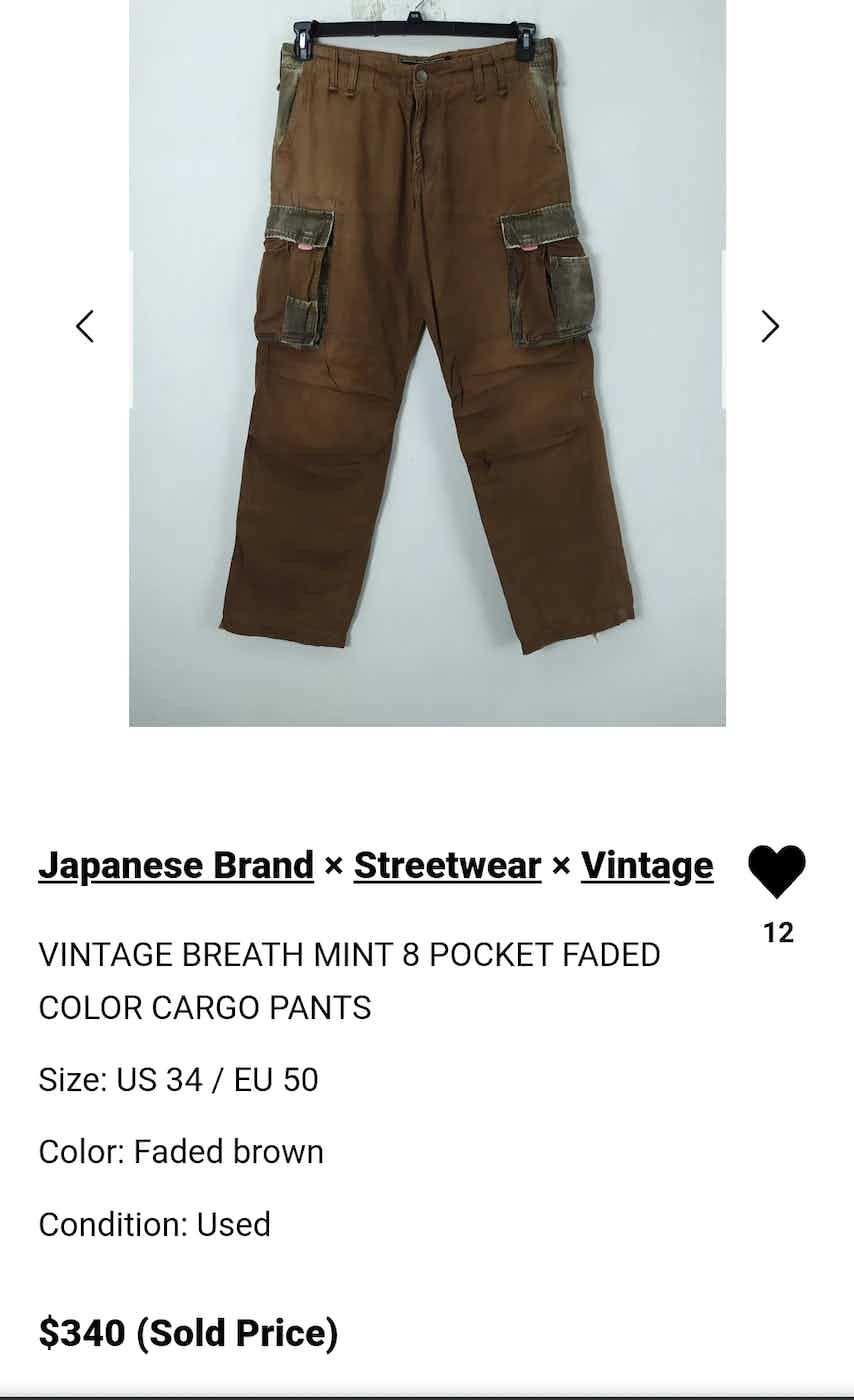 Japanese Brand × Vintage VINTAGE BREATH MINT 8 POCKET BROWN CARGO PANTS Size US 34 / EU 50 - 2 Thumbnail