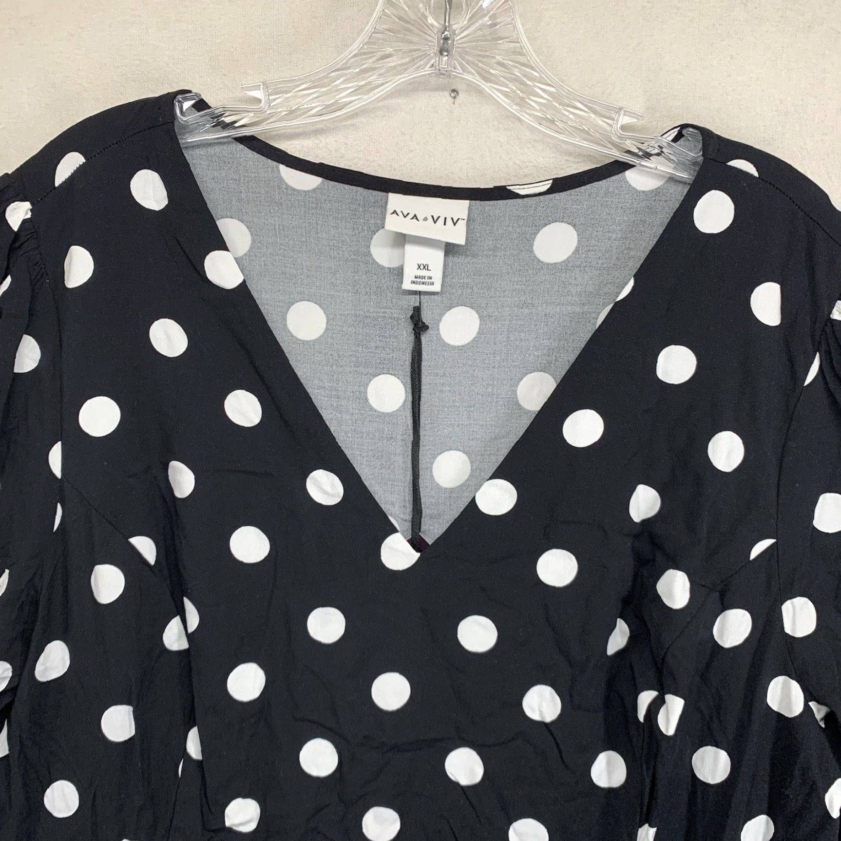Vintage VINTAGE Women's Plus Size Dress 2XL Black Polka Dot Rayon Spandex Maxi A-Line Casual Party Size XXL / US 16-18 / IT 52-54 - 3 Thumbnail