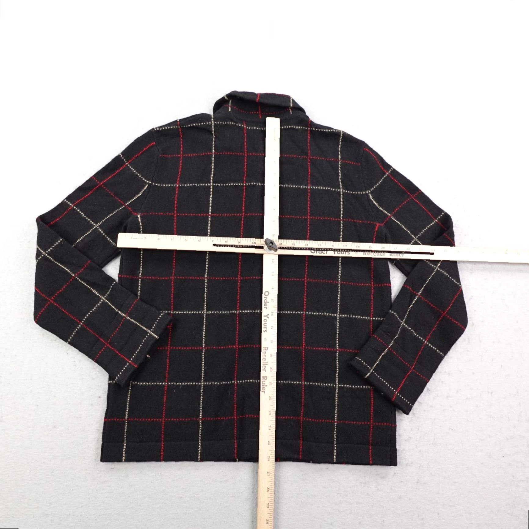 Ralph Lauren VINTAGE Lauren Ralph Lauren Cardigan Sweater Women's Large Black Plaid Lambswool 90s Knit Pocketed Buttoned Size L / US 10 / IT 46 - 4 Thumbnail