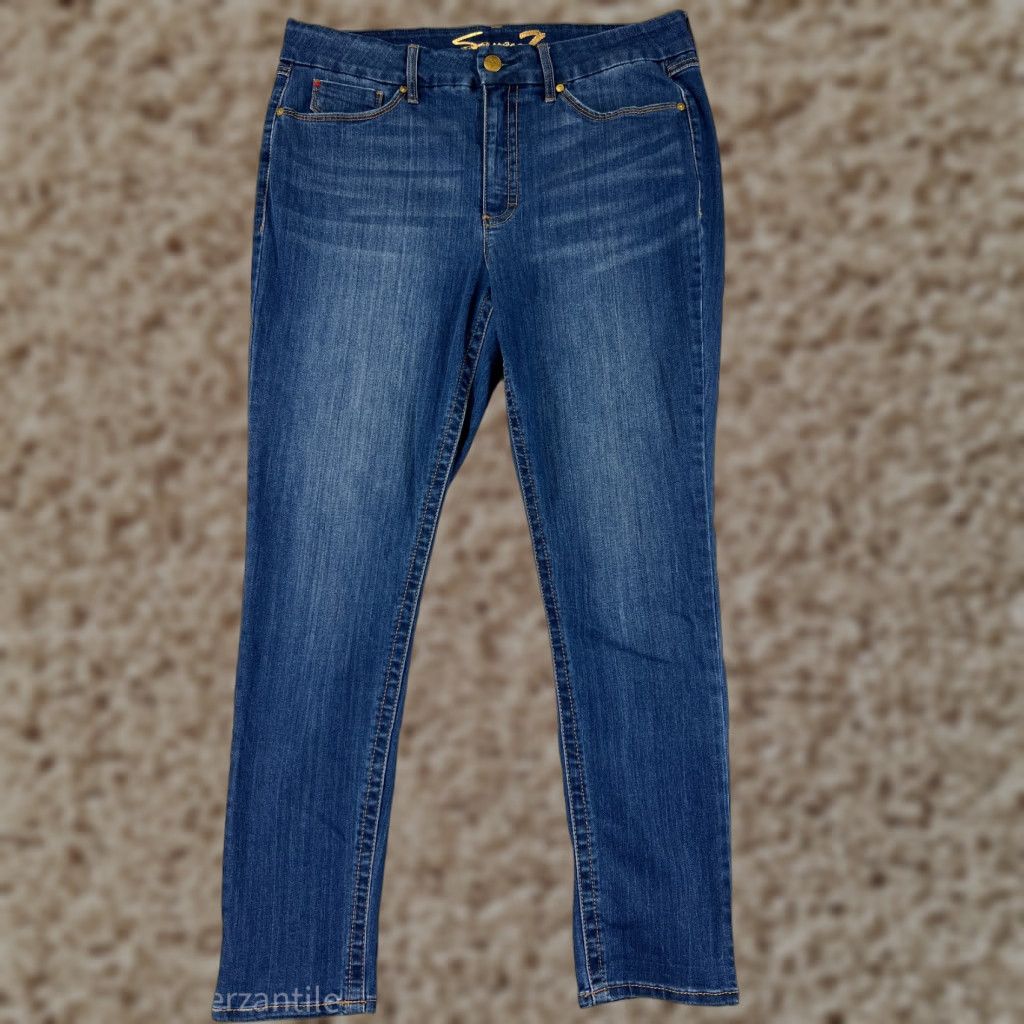 7 For All Mankind 7 For All Mankind Jeans Womens 16 Blue High Rise Skinny Embroidered Cotton Blend Size 38" / US 16 / IT 52 - 1 Thumbnail