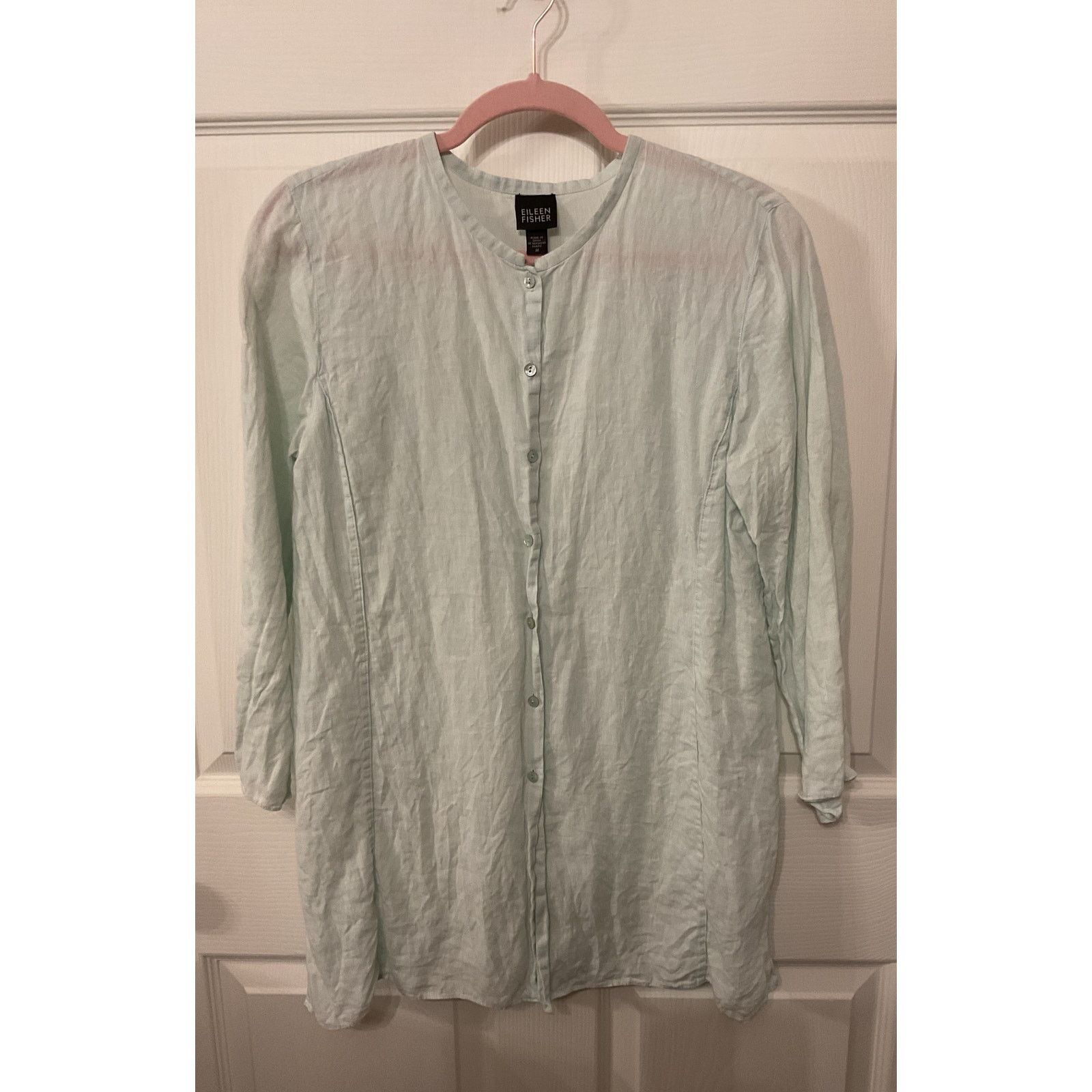 Eileen Fisher Eileen Fisher Irish Linen Mandarin Collar Button Down, M Size M / US 6-8 / IT 42-44 - 1 Thumbnail