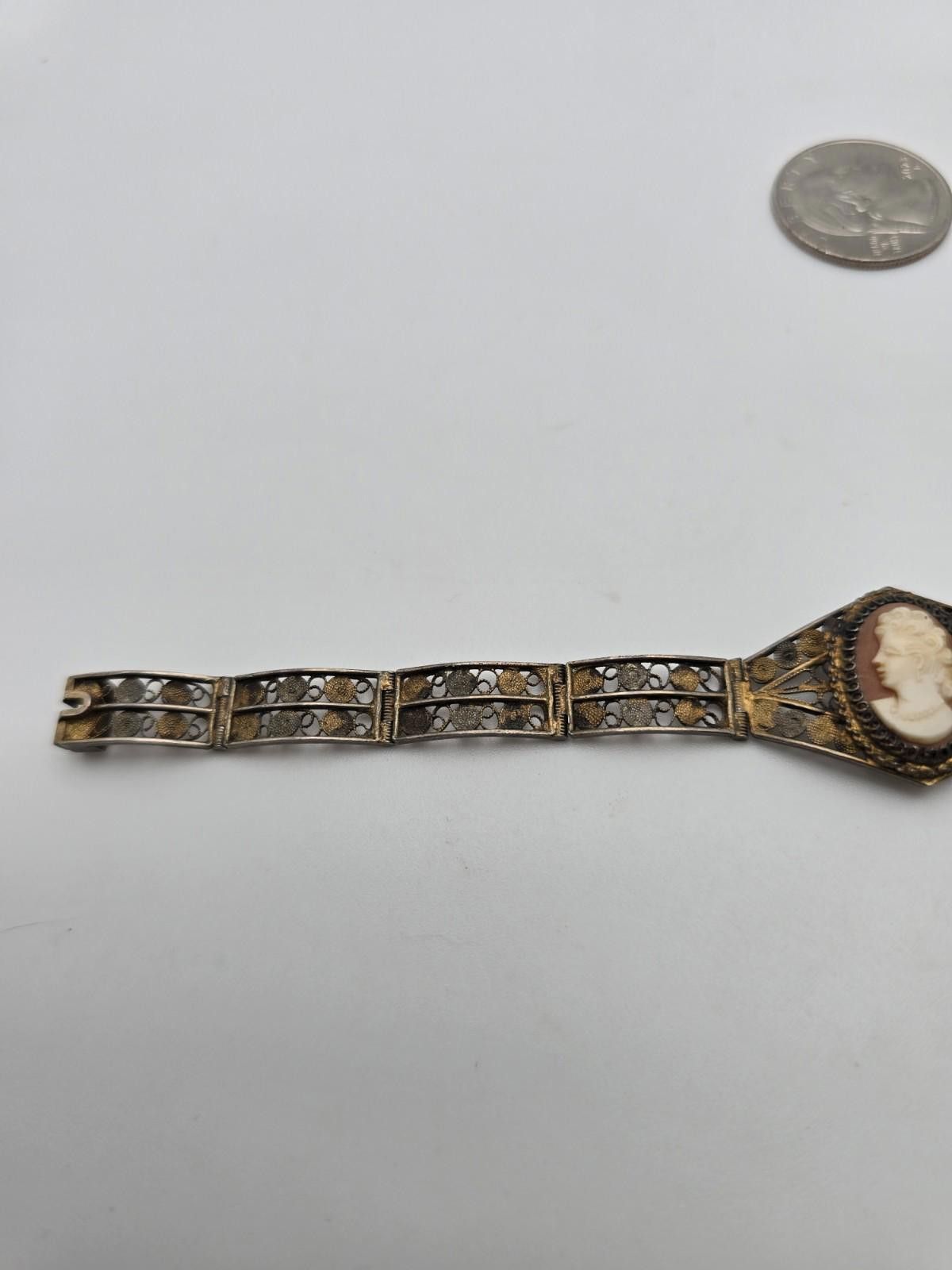Other Antique Italian 800 Silver & Gold Filled Filigree Bracelet Size ONE SIZE - 9 Thumbnail