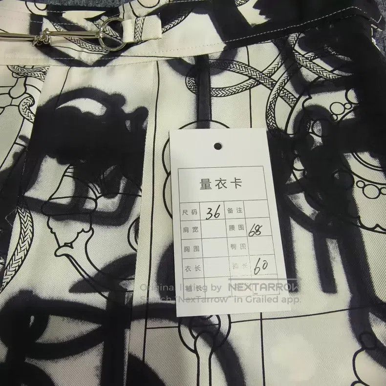 Hermes Hermes Black and White Watercolor Pig Nose Pattern Skirt Size 24" / US 00 / IT 34 - 5 Thumbnail