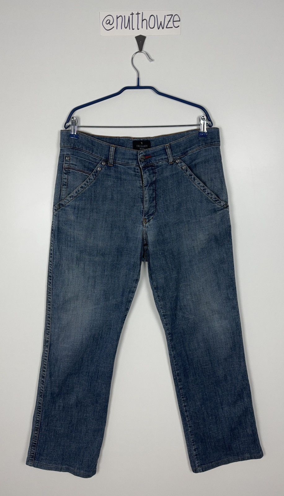 Designer Trussardi Denim Cotton Boot Pant Jeans Size US 34 / EU 50 - 1 Thumbnail