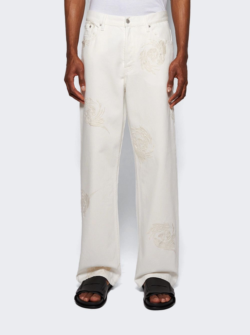 Dries Van Noten o1mle0226 Pine Embroidered Pants in Neutrals Size US 34 / EU 50 - 2 Thumbnail
