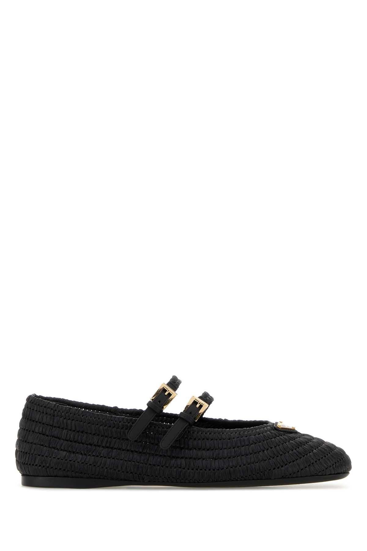 Prada Black Raffia Ballerinas Size US 11 / IT 41 - 1 Thumbnail
