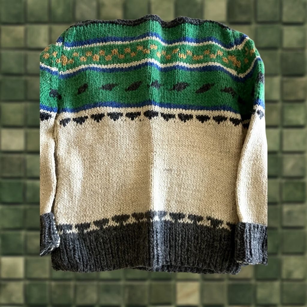 Vintage VINTAGE Grunge Chunky Knit Sweater XL Women Pull Over White Green 90s Mens Women? Size XL / US 12-14 / IT 48-50 - 1 Thumbnail