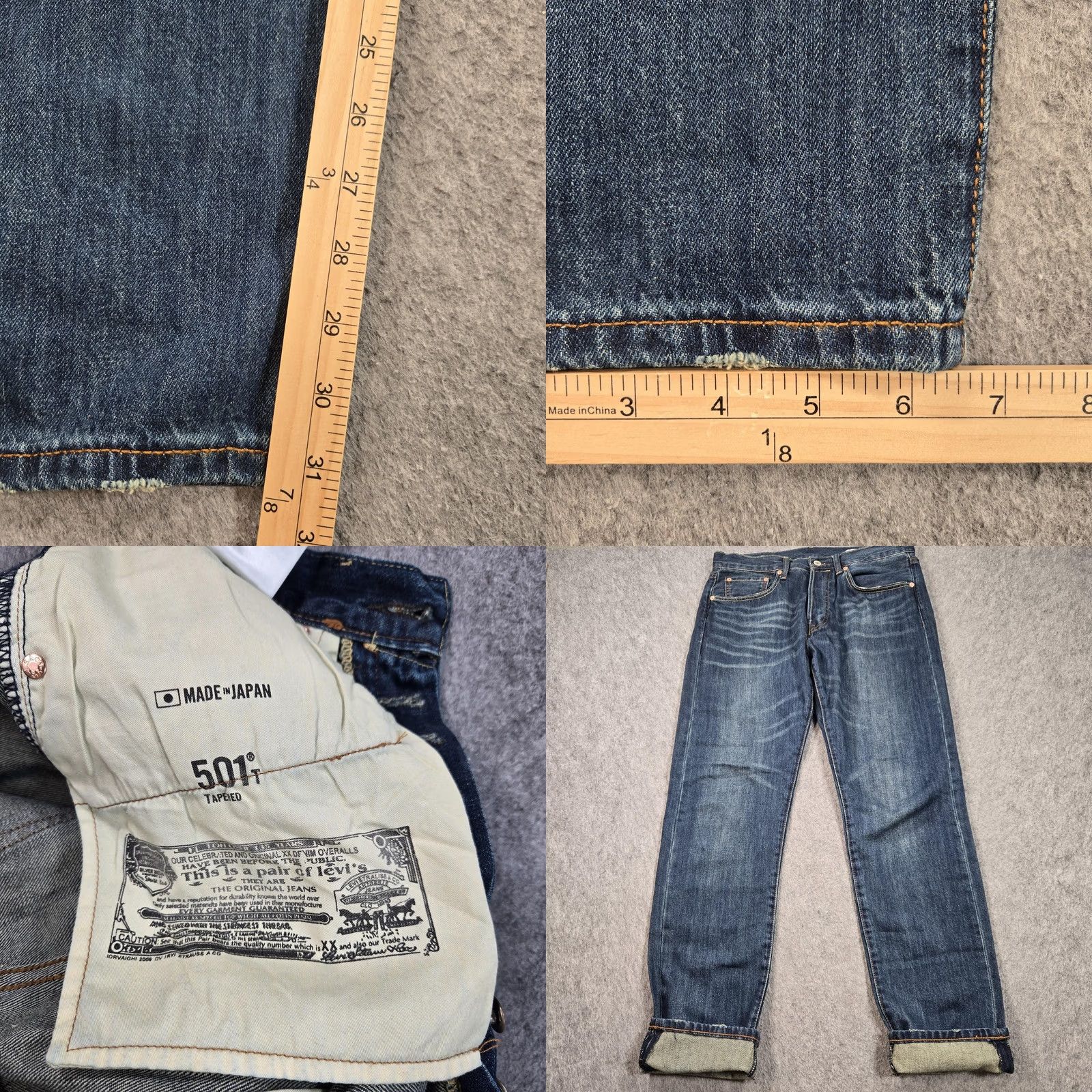 Levi's Levi'S Jeans Mens 32 Blue 501T Tapered 32x31 tag 32x32 Wash Made Japan Slim Denim Size US 32 / EU 48 - 8 Thumbnail