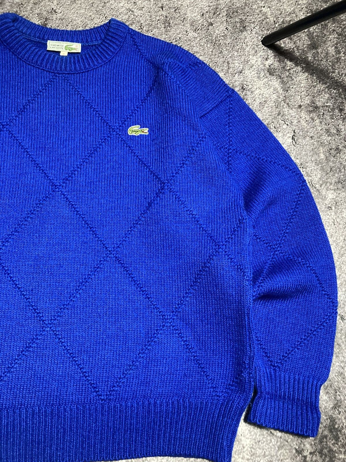 Lacoste Vintage 80s Chemise Lacoste Diamond Blue Knit Wool Sweater Size US L / EU 52-54 / 3 - 3 Thumbnail