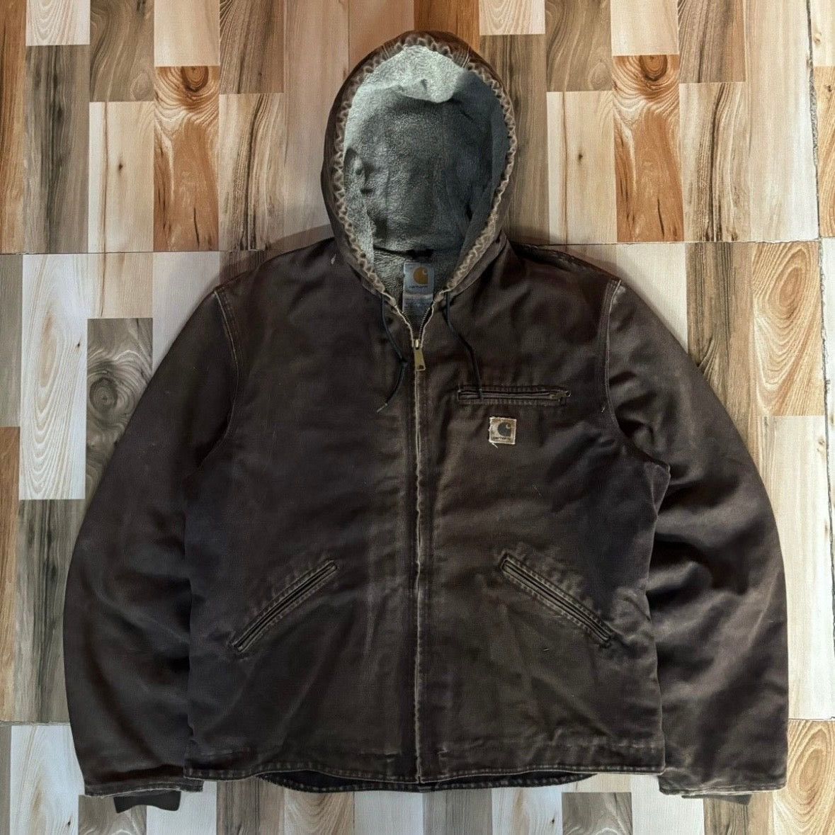 Carhartt Vintage 00s Carhartt Hooded Active Jacket J141DKB Size US L / EU 52-54 / 3 - 1 Thumbnail