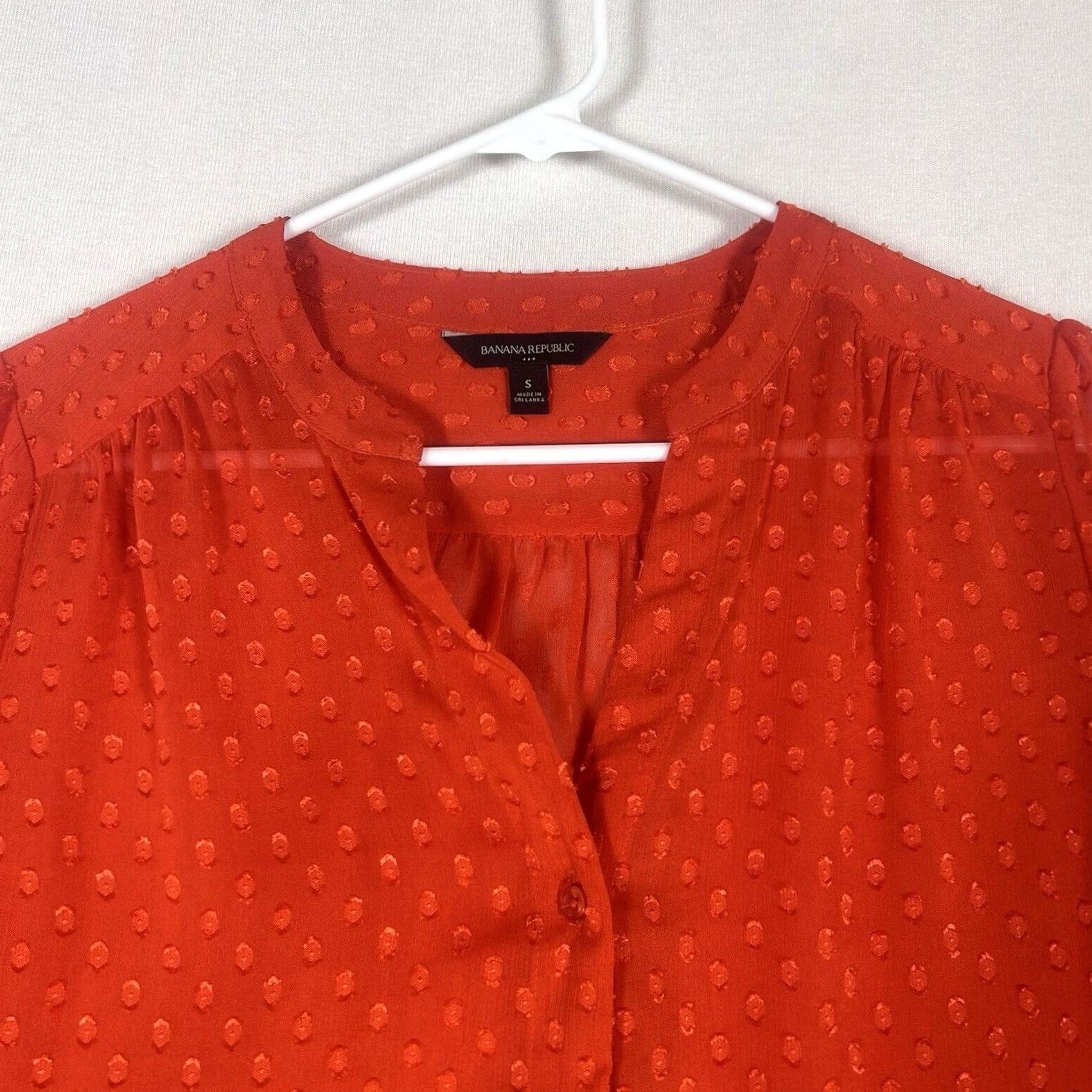 Banana Republic Banana Republic Shirt Womens Small Long Sleeve Button Up Orange Sheer V-Neck Size S / US 4 / IT 40 - 2 Thumbnail