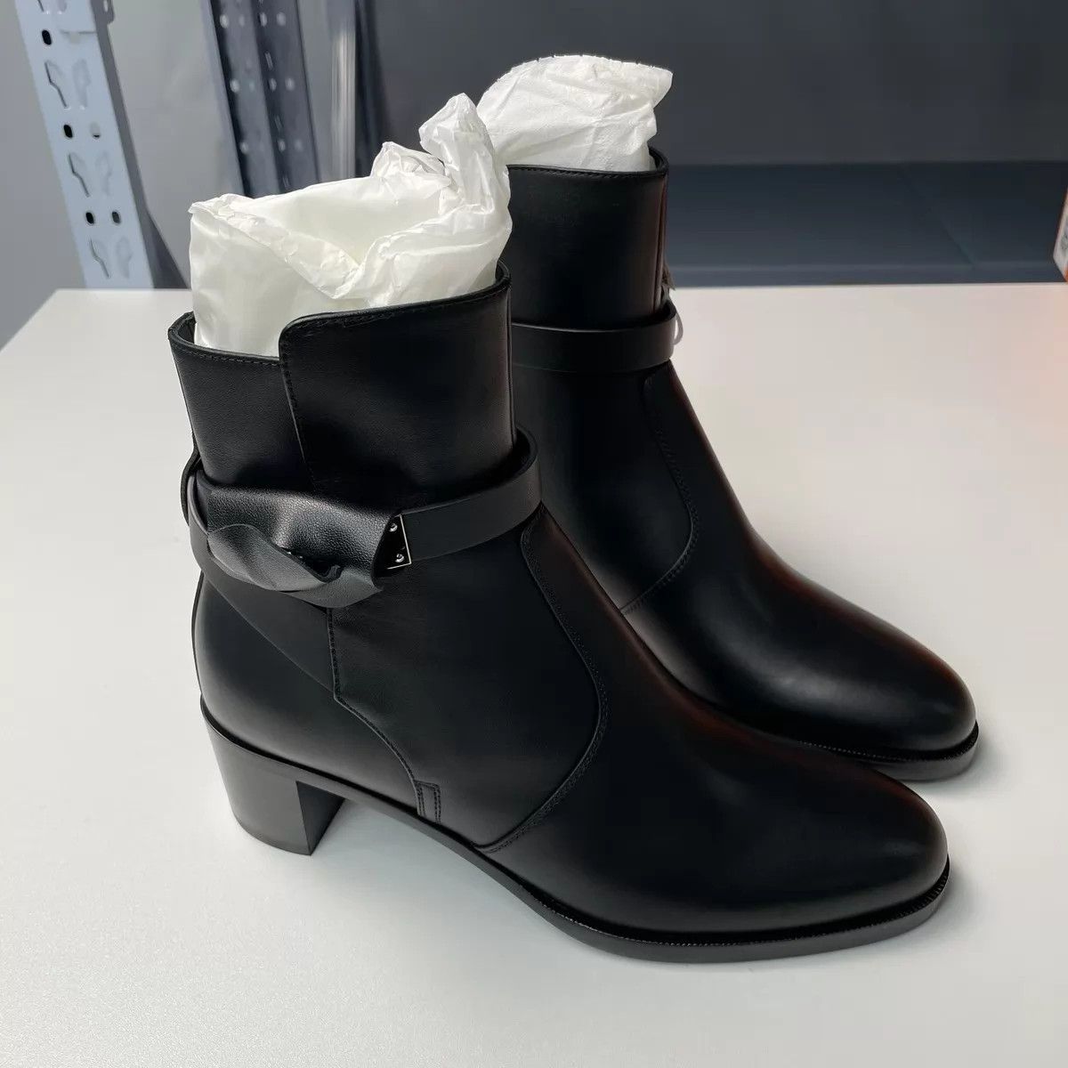 Hermes HERMÈS Leather Mid-Calf Boots Black 37 New Size US 6.5 / IT 36.5 - 5 Thumbnail