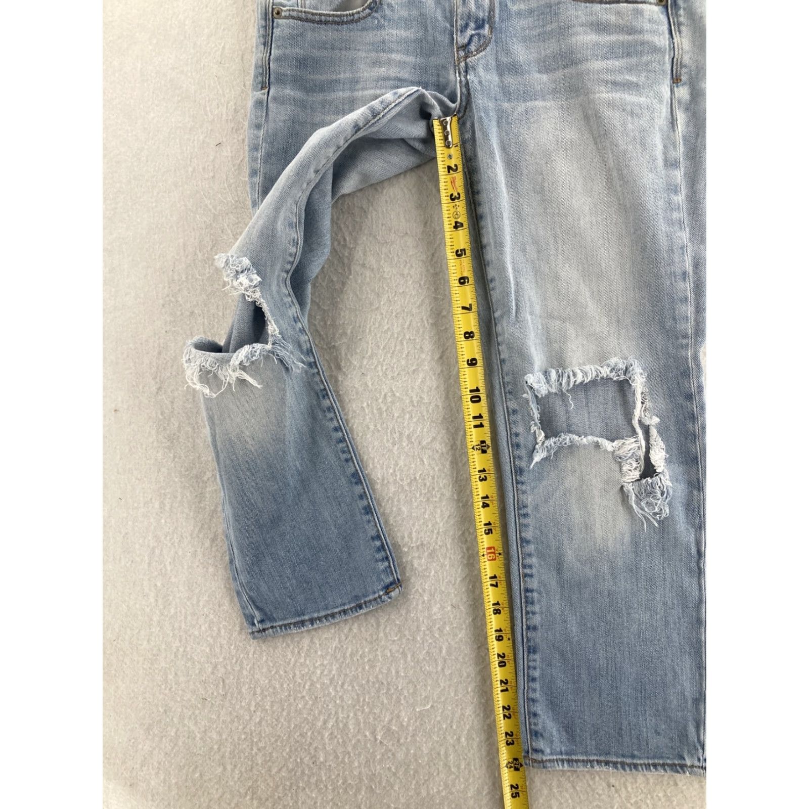 American Eagle Outfitters American Eagle Outfitters Jeans Womens 4 Artist Stretch Crop Blue Denim Distressed Jegging Slim 30 Blue Women Jeans 4 Size 27" / US 4 / IT 40 - 6 Thumbnail