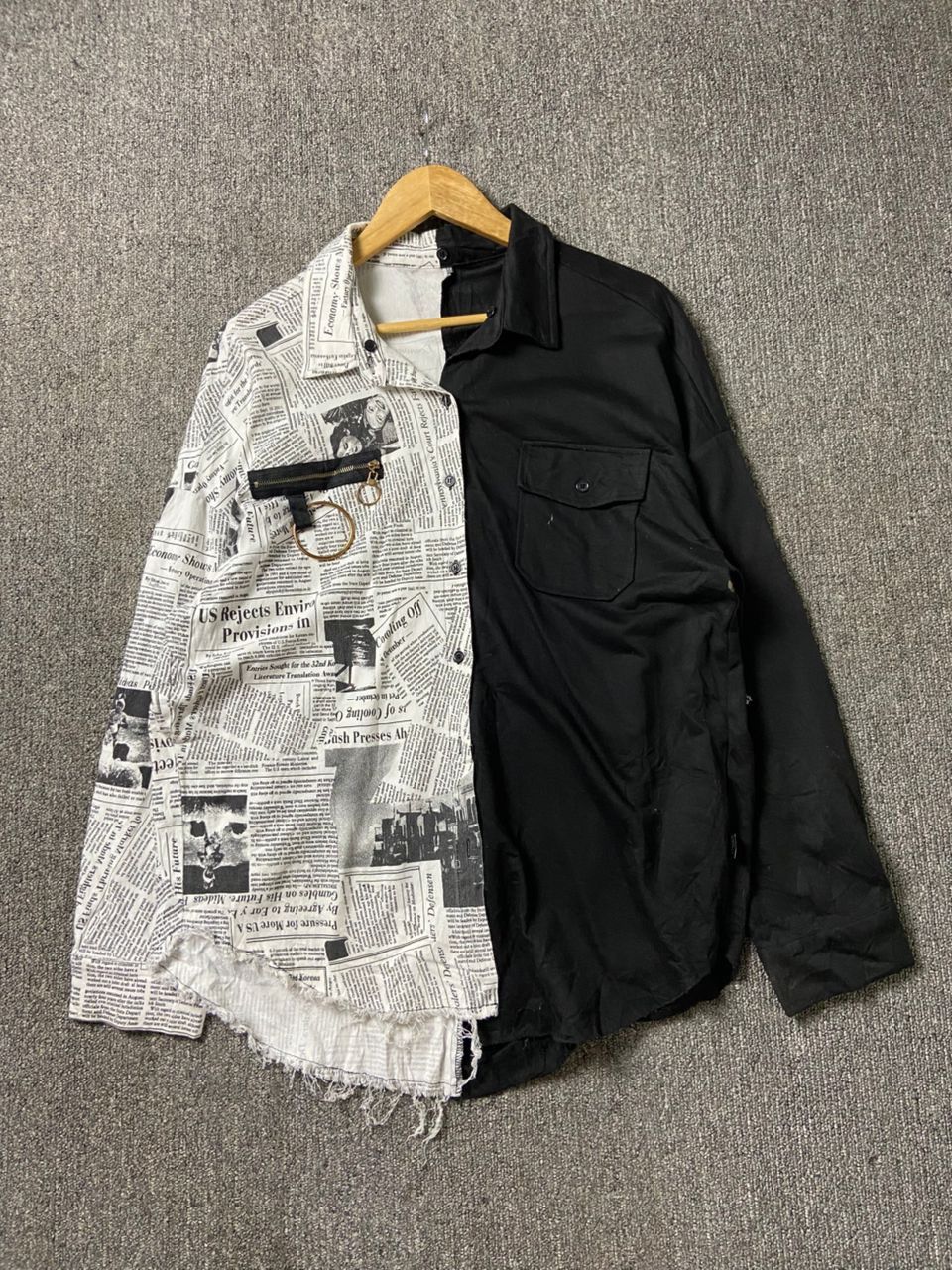 Japanese Brand Baby Shoop Split Design Newspaper Shirts (202) Size US S / EU 44-46 / 1 - 1 Thumbnail
