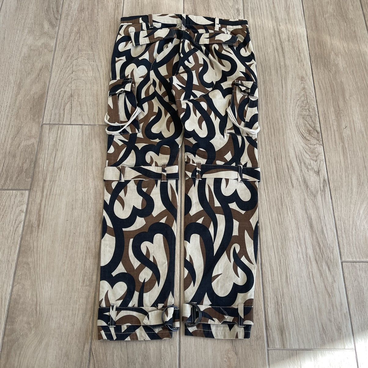 Number (N)ine AW2004 'Give Peace A Chance' Tribal Heart Camo Bondage Pants Size US 32 / EU 48 - 3 Thumbnail