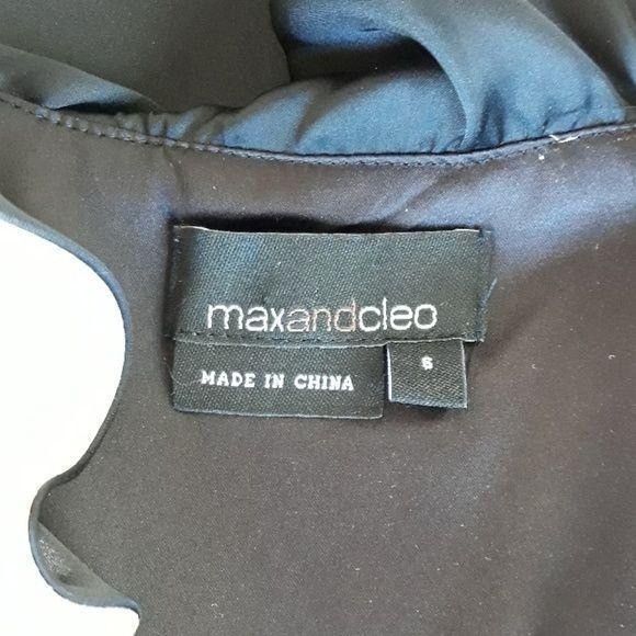 Other Max And Cleo Black Cocktail Dress Sz 6 Satin V-neck Ruffled Size M / US 6-8 / IT 42-44 - 3 Thumbnail