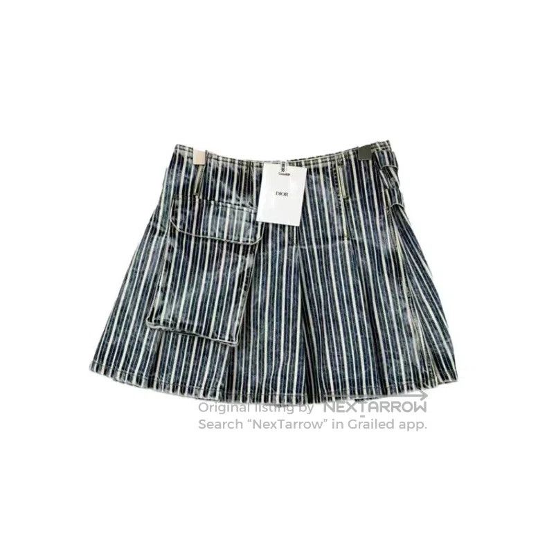 Dior Dior Blue and white striped classic double-button denim sk Size 42" / US 20 - 1 Thumbnail