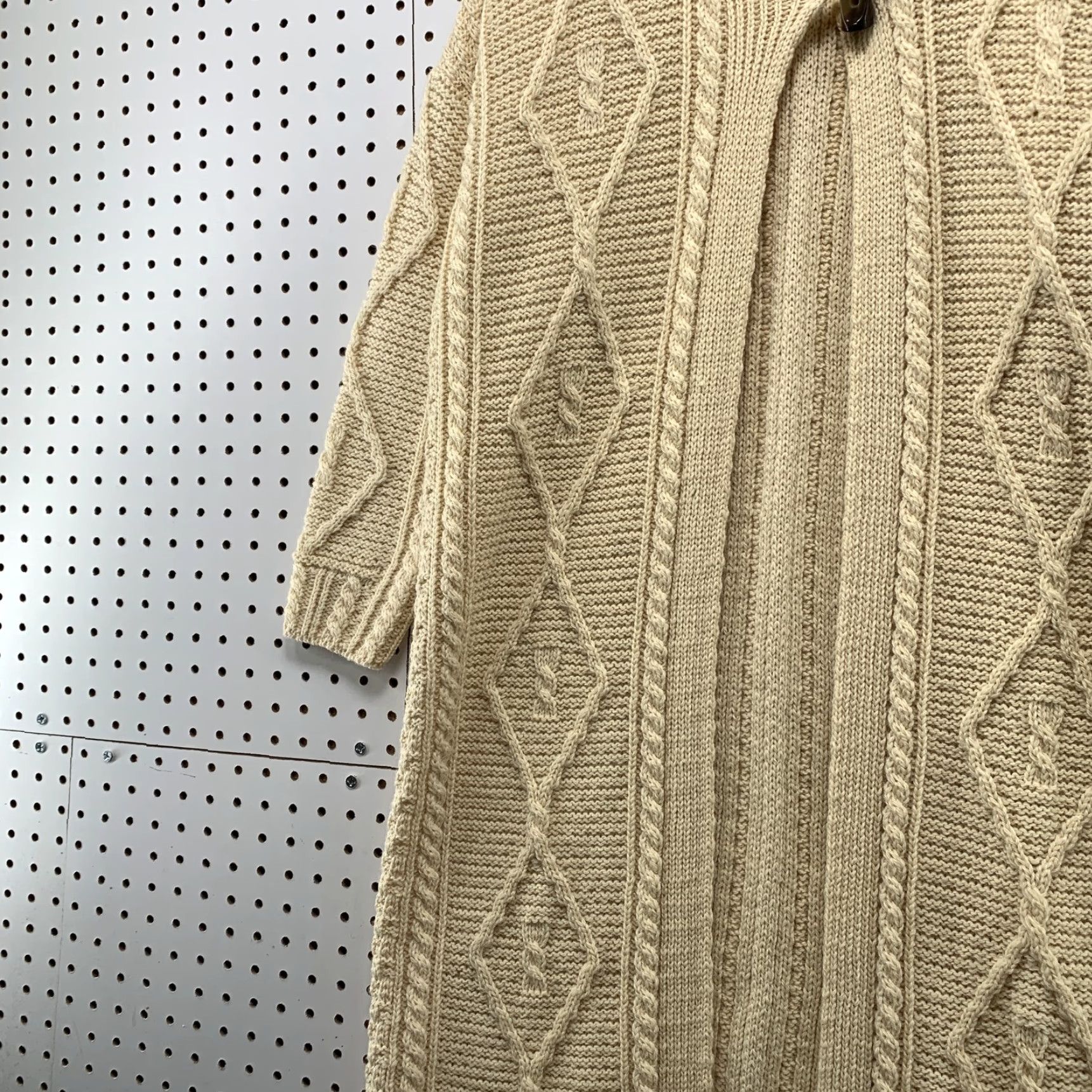 Vintage Blarney Woollen Mills Long Cardigan Sweater Womens Small Beige Wool Cable Knit Size S / US 4 / IT 40 - 7 Thumbnail