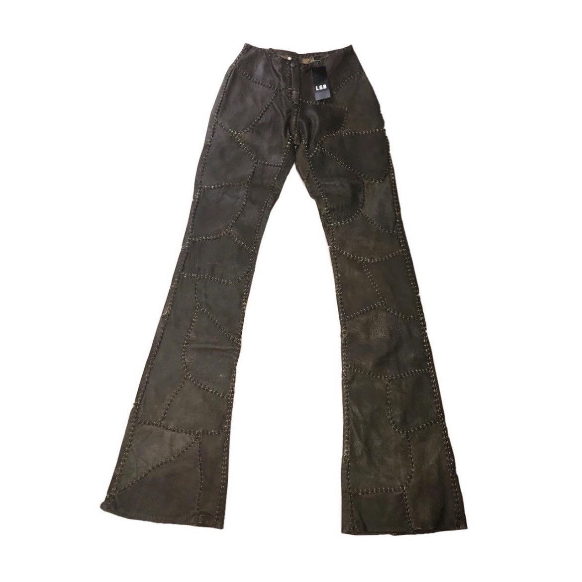 image of Le Grande Bleu L G B Le Grande Bleu L.g.b Igb Stitched Leather Flare Pants in Brown, Women's (Size 