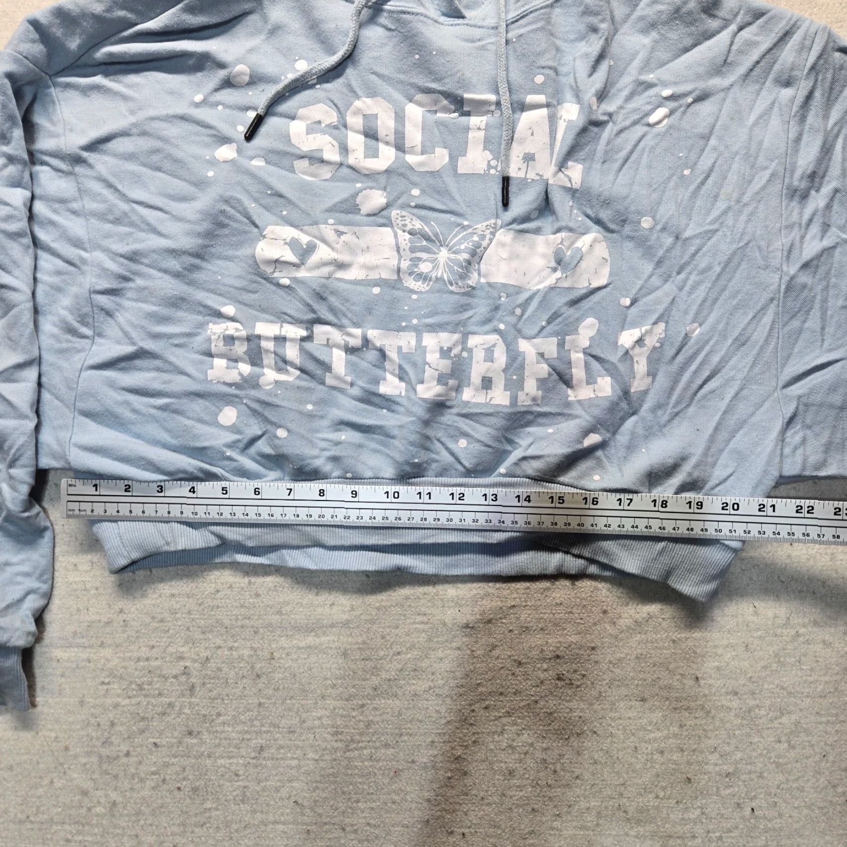 Vintage NO BOUNDARIES Hoodie Women 2XL Blue "SOCIAL BUTTERFLY" Pullover Graphic Print Hooded 90s Festival City USA Butterfly Size XXL / US 16-18 / IT 52-54 - 4 Thumbnail