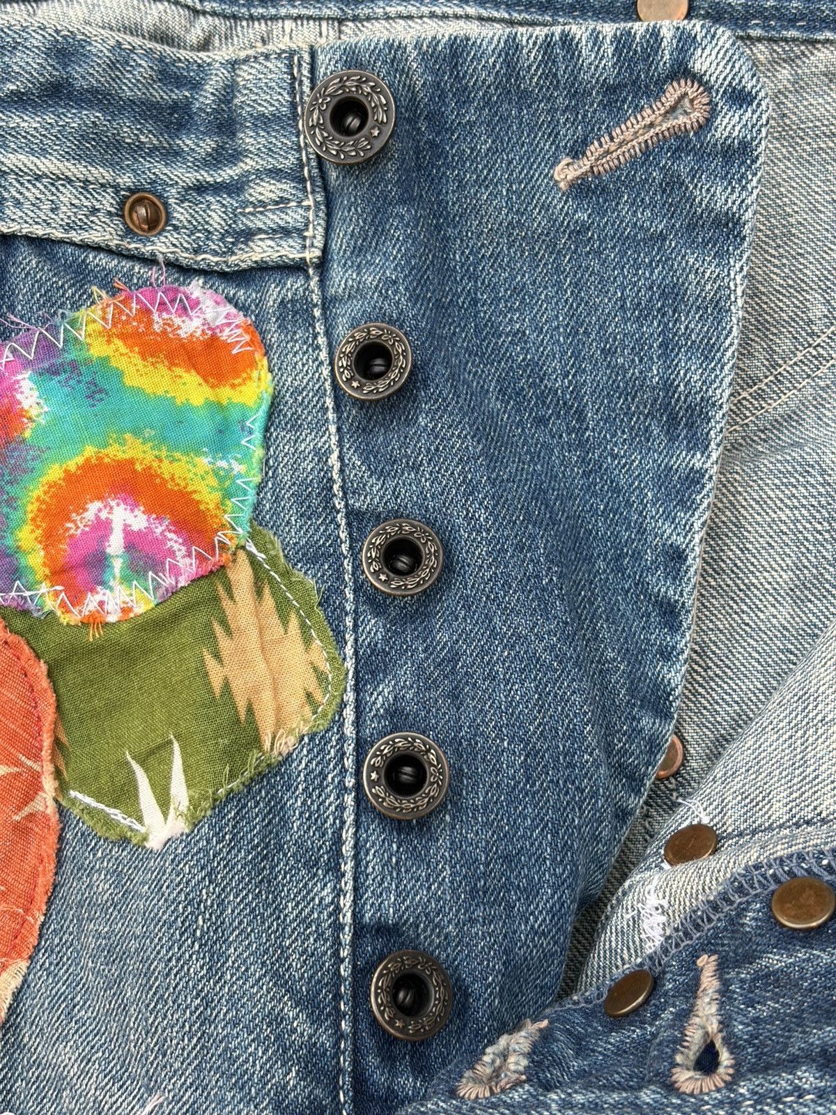 Kapital Archive 00s Kapital Kiro Hirata Patchwork Boro Flared Jeans Size US 32 / EU 48 - 6 Thumbnail