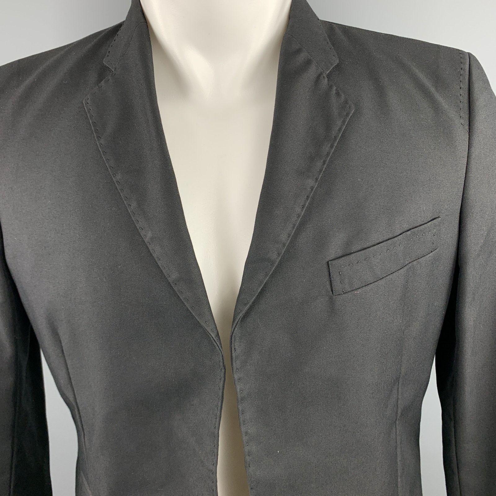 Dsquared2 Black Studded Cotton / Polyamide Notch Lapel Sport Coat Size 38R - 2 Thumbnail