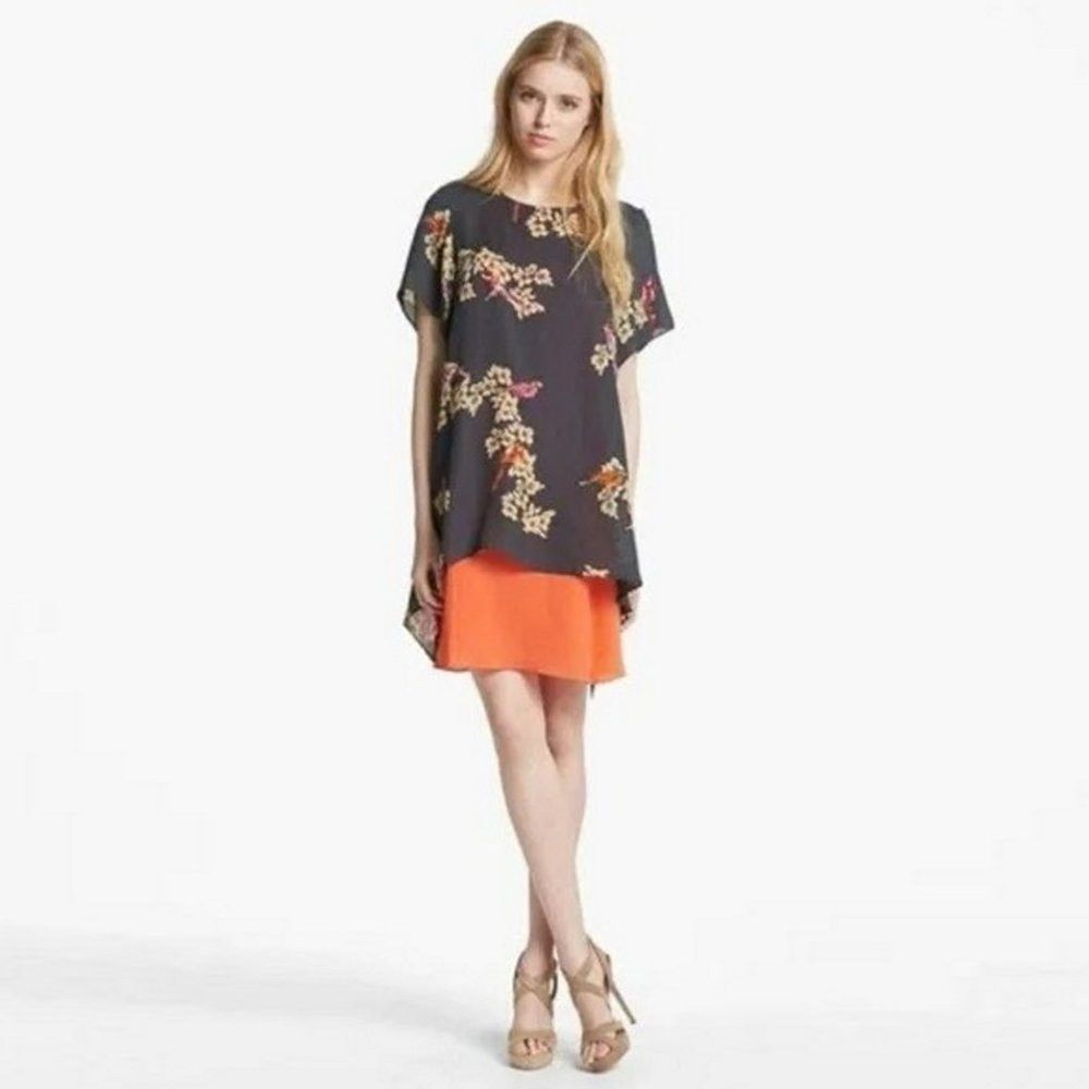 Other Rachel Roy Layered Silk Shift Blue Orange Dress Size L Size L / US 10 / IT 46 - 1 Thumbnail