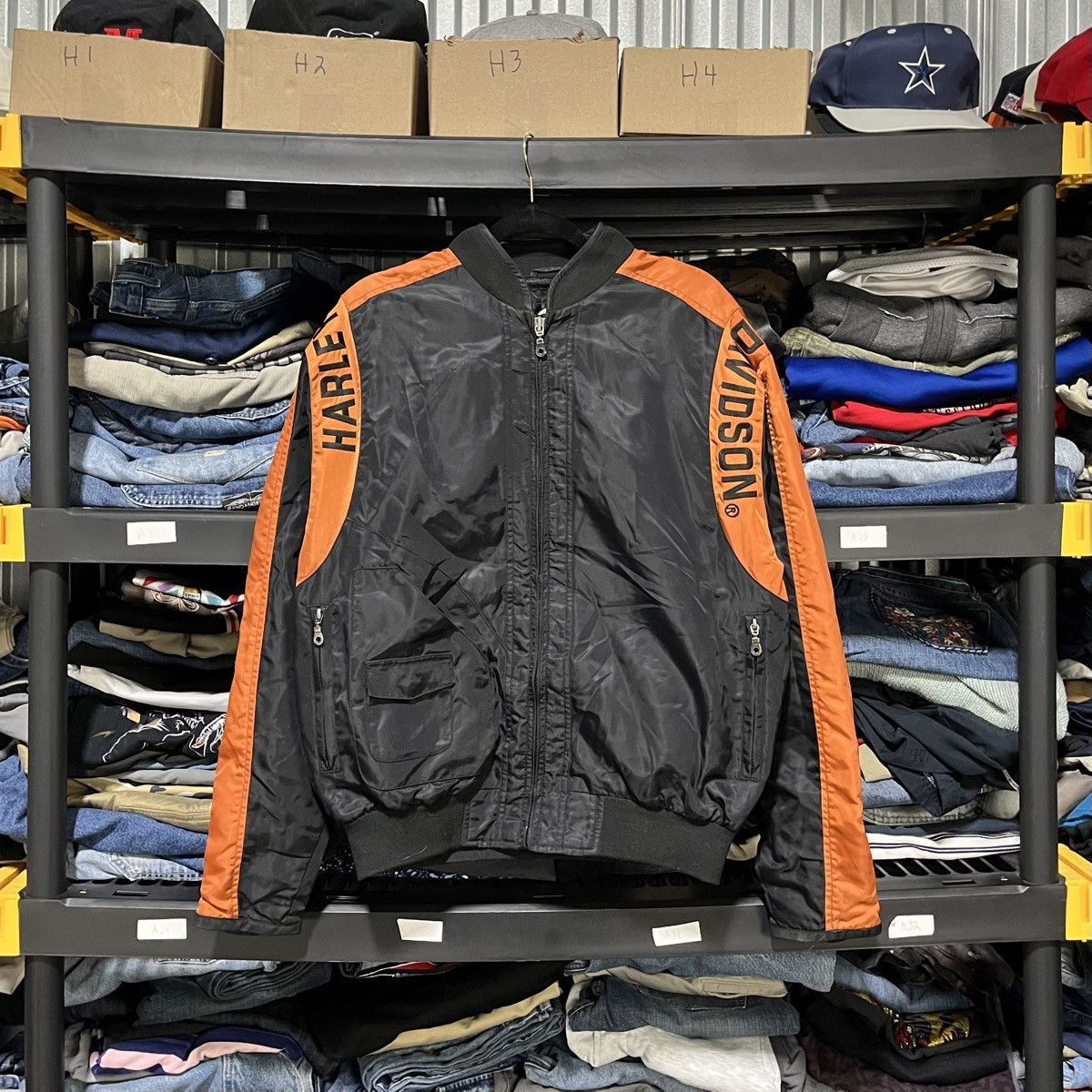 Harley Davidson VINTAGE HARLEY DAVIDSON GRUNGE ORANGE BLACK FULL ZIP JACKET Size US S / EU 44-46 / 1 - 2 Thumbnail