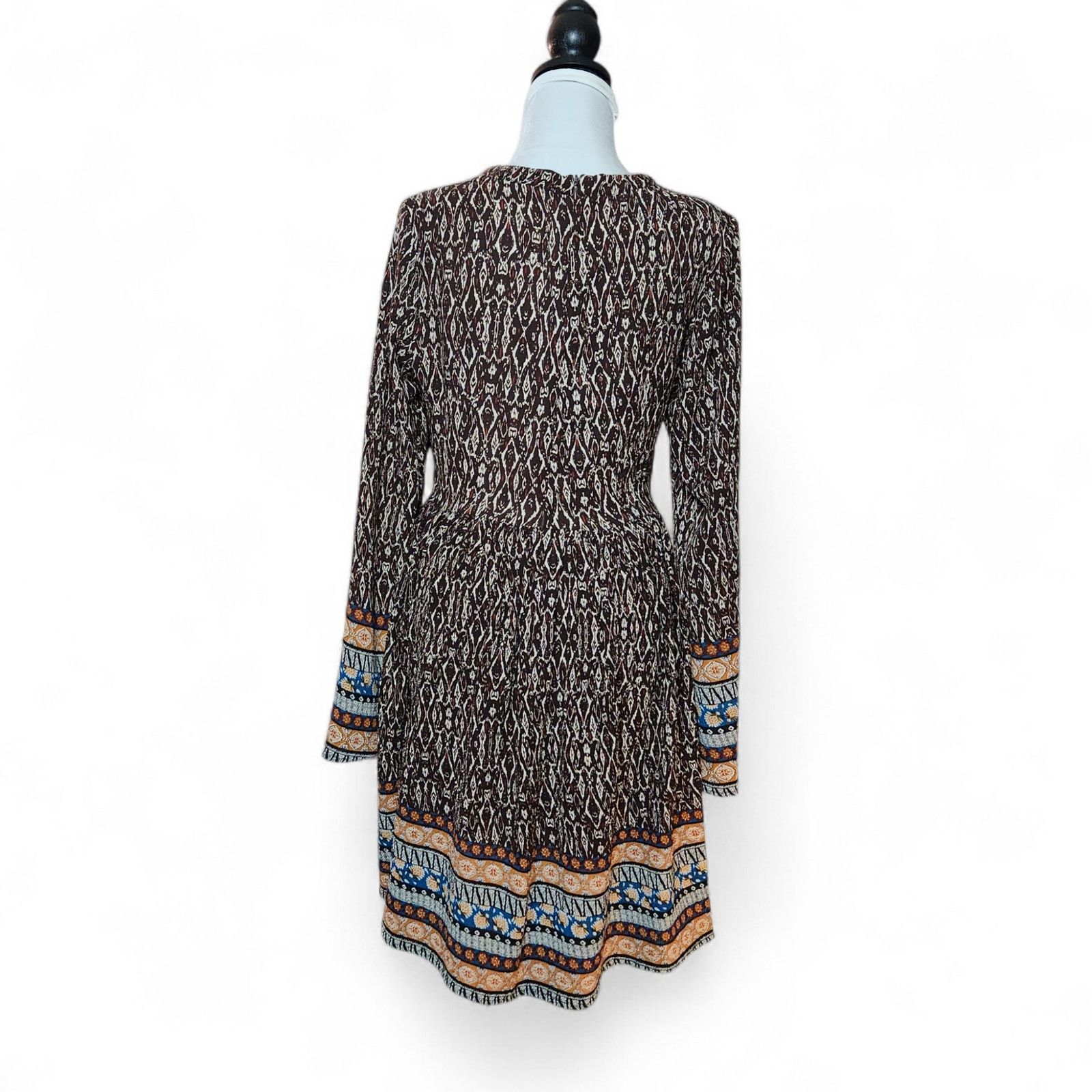Other Coco + Carmen Brown Pattern Faux Wrap Dress - Size S/M Size S / US 4 / IT 40 - 3 Thumbnail
