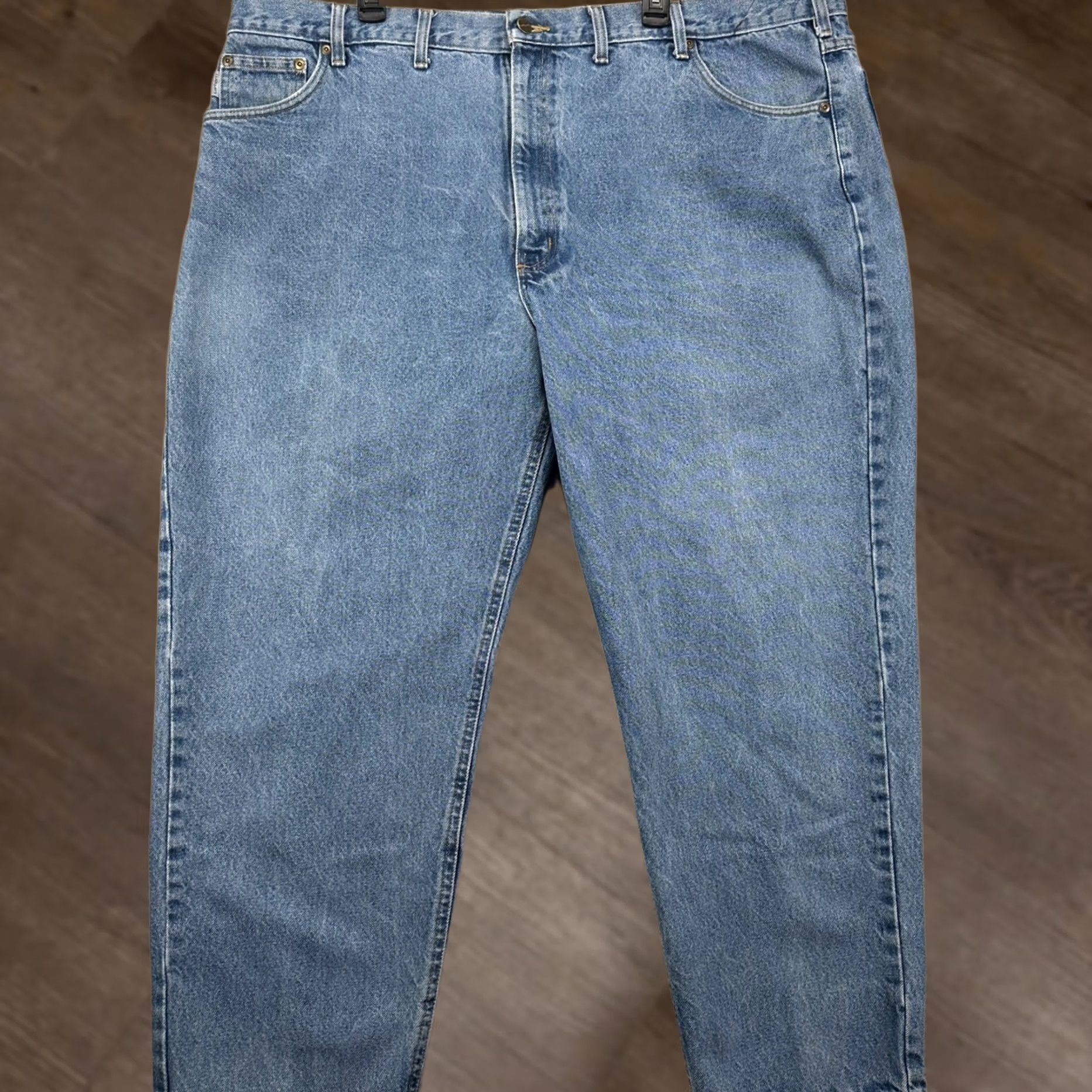 Carhartt Carhartt Men Relaxed Fit Jeans 48X30 Blue Denim Straight 5 Pocket WAIST 48 INSEAM 30 Logo Pockets Casual Workwear Mens Jeans Size US 32 / EU 48 - 1 Thumbnail
