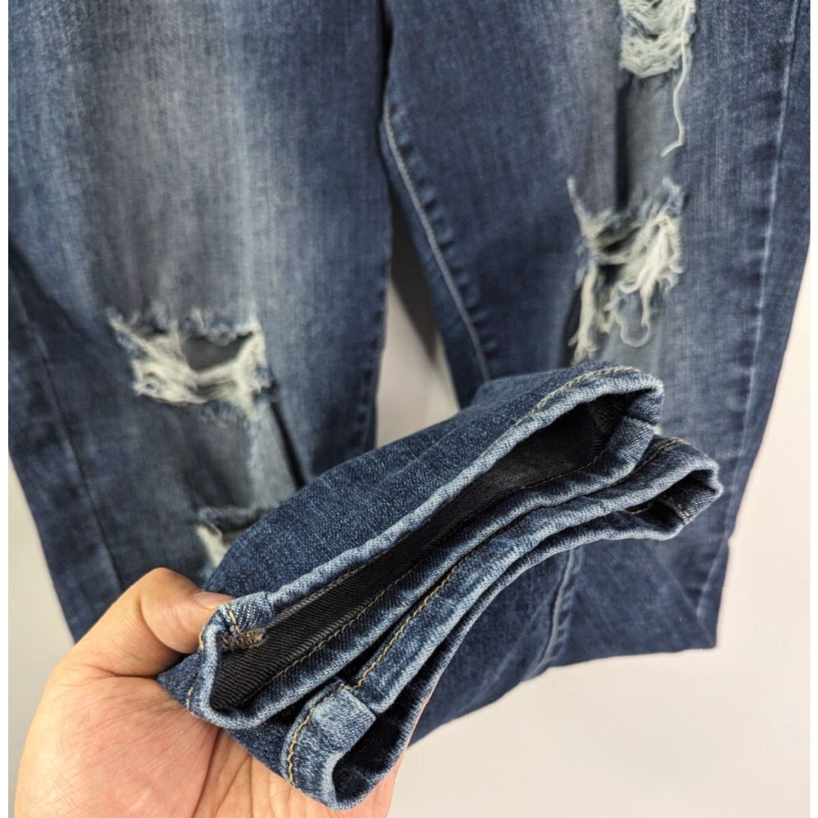 Denime Judy Blue Jeans Boyfriend Distressed Denim Women's Size 13/31 Blue JB82156MD Size 34" / US 12 / IT 48 - 2 Thumbnail
