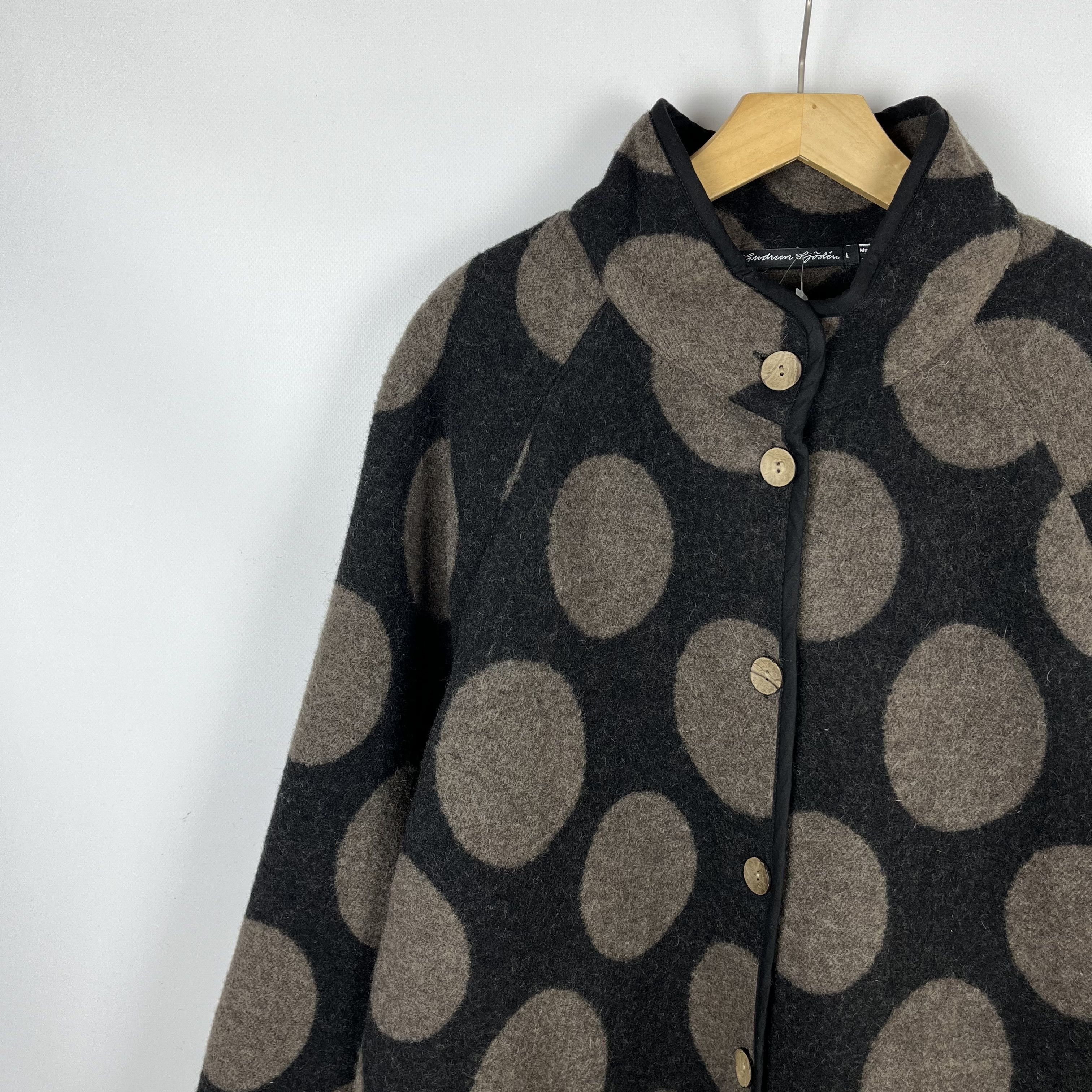 Gudrun Sjoden Ladies Gudrun Sjoden Polka Dot Wool Coat Size L / US 10 / IT 46 - 6 Thumbnail