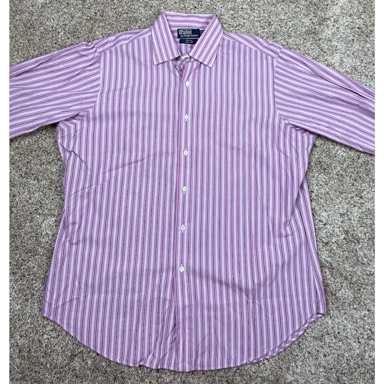 Polo Ralph Lauren VINTAGE Polo Ralph Lauren Shirt 16 1/2-34 Men Pink Curham Classic Fit Striped Size US XL / EU 56 / 4 - 3 Thumbnail
