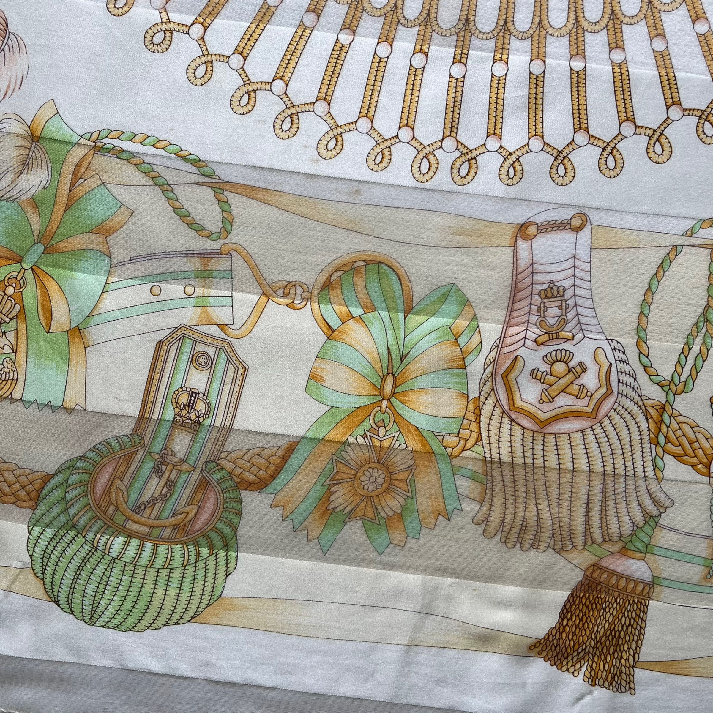 Paolo Gucci Vintage 80s Paolo Gucci Royal Rope Print Striped Silk Scarf Size ONE SIZE - 4 Thumbnail
