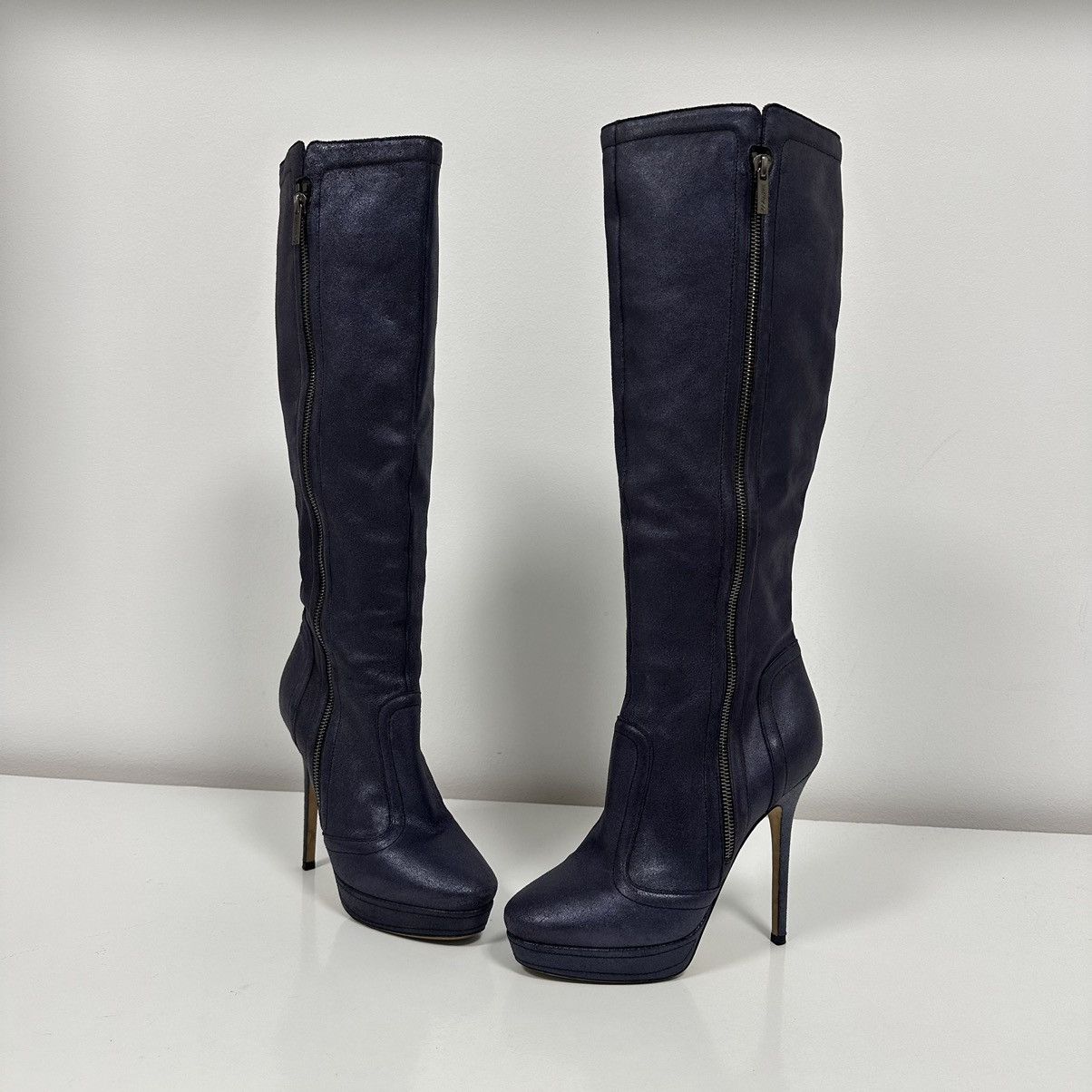 Jimmy Choo Jimmy Choo Metallic Purple Leather Knee Lenght Boots Size US 8 / IT 38 - 8 Thumbnail