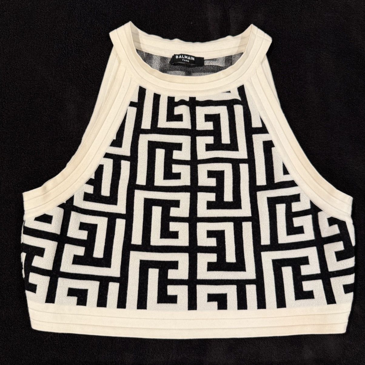 Balmain Balmain 2-piece Monogram Knitted Crop Top & High Waist Skirt Size XS / US 0-2 / IT 36-38 - 3 Thumbnail