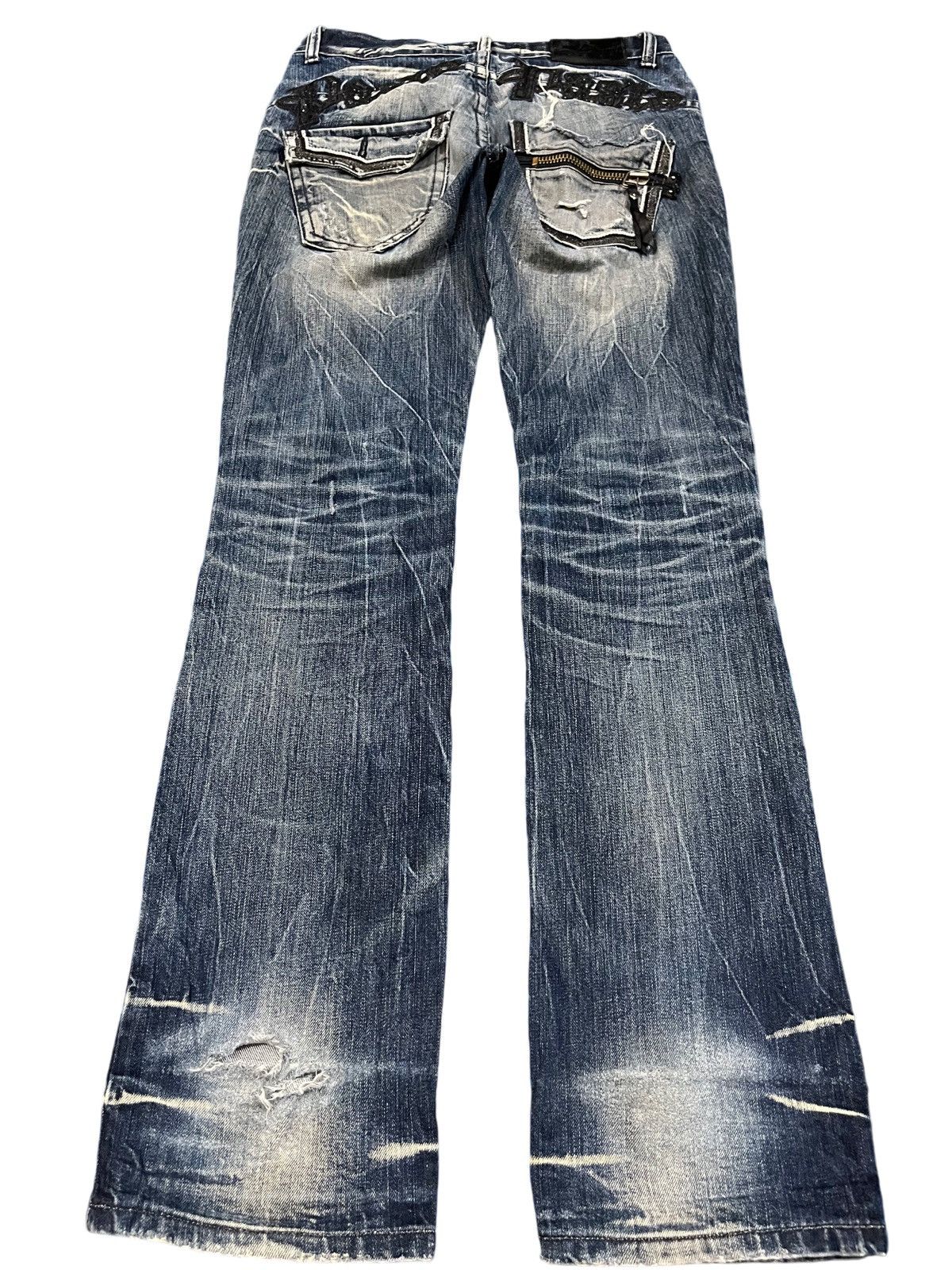 Beauty Beast Vintage Pasta Denim Flare Punk Ripped Jeans Size US 31 - 6 Thumbnail