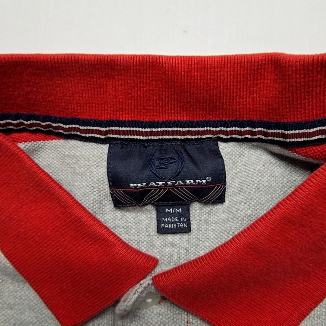 Phat Farm Phat Farm Striped Polo Shirt Red Black Gray Mens M Top Y2K Size US M / EU 48-50 / 2 - 7 Thumbnail