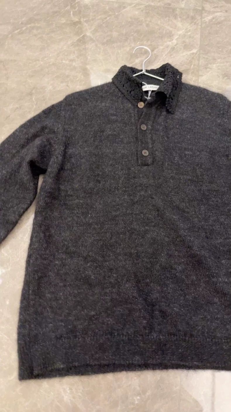 Our Legacy our legacy 24fw lace knitted neckline Black polo wool long Size US M / EU 48-50 / 2 - 1 Thumbnail