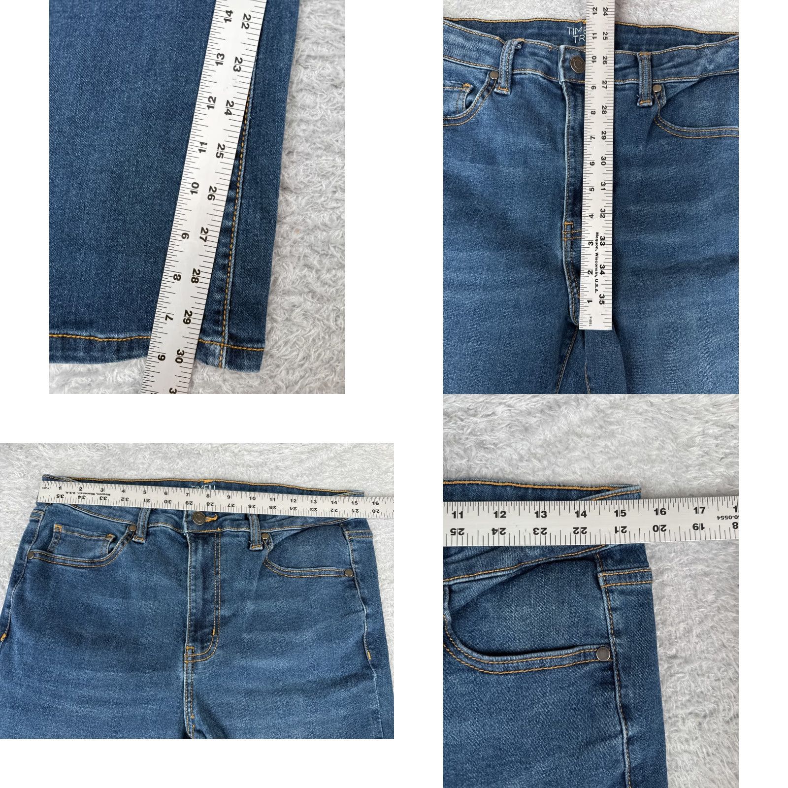 Vintage VINTAGE Time And Tru Women's Jeans Bootcut 12 Blue Denim Slit Stretch Cotton 30" Inseam Girls Size 34" / US 12 / IT 48 - 8 Thumbnail