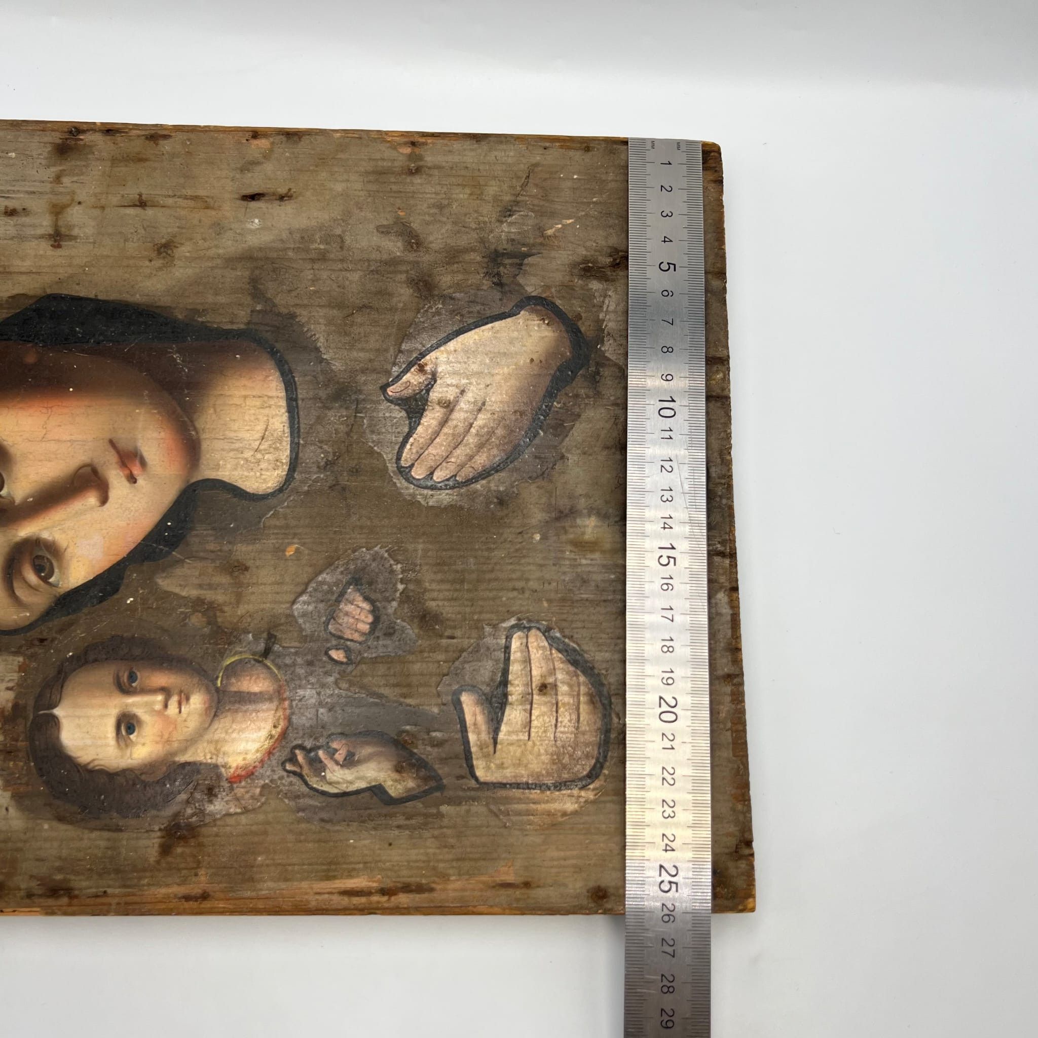 Vintage Antique Russian Icon Virgin Mary & Child Hand Painted Size ONE SIZE - 6 Thumbnail