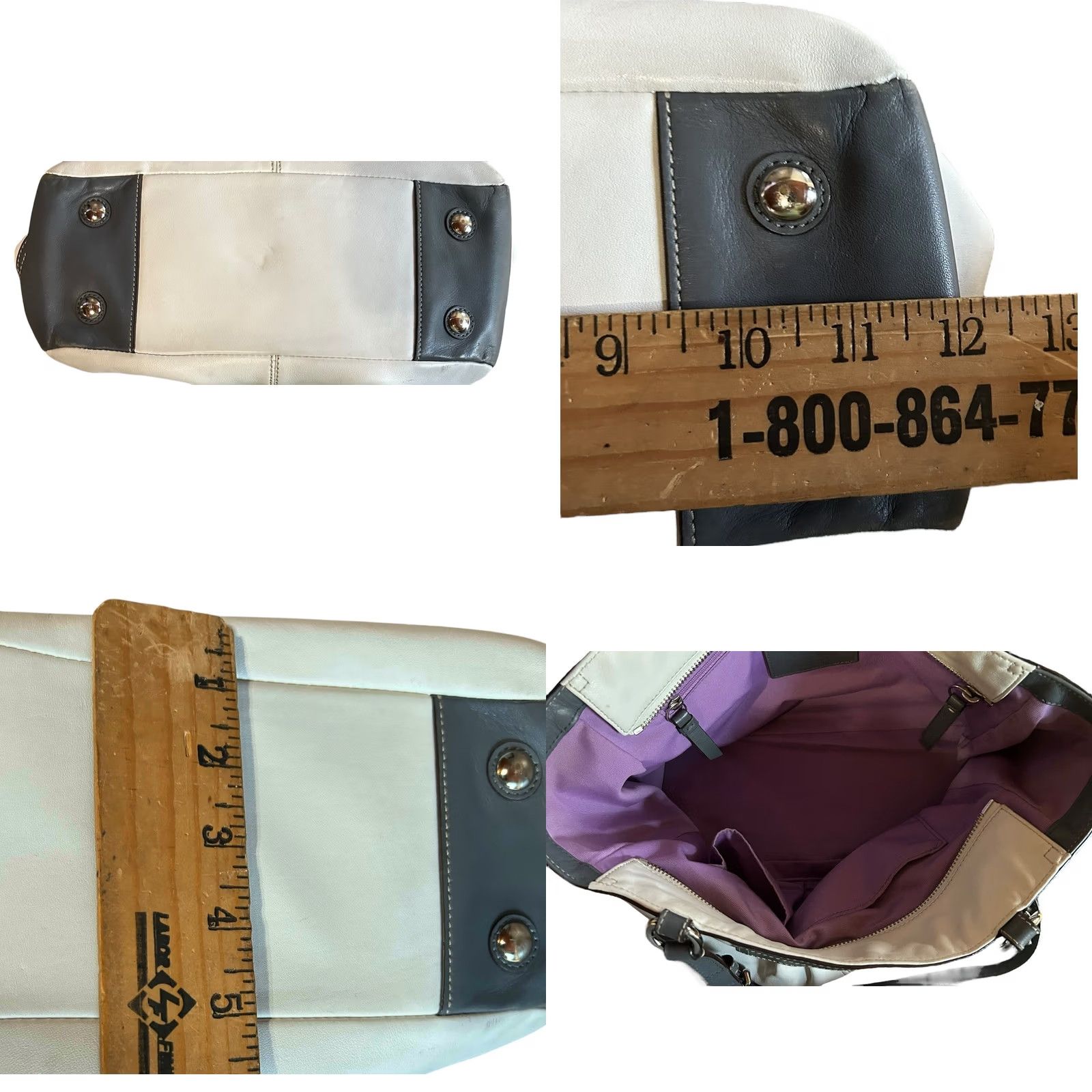 Coach Coach East West Gallery Tote Women Medium Leather Shoulder Bag Purse White Gray Leather Size ONE SIZE - 10 Thumbnail